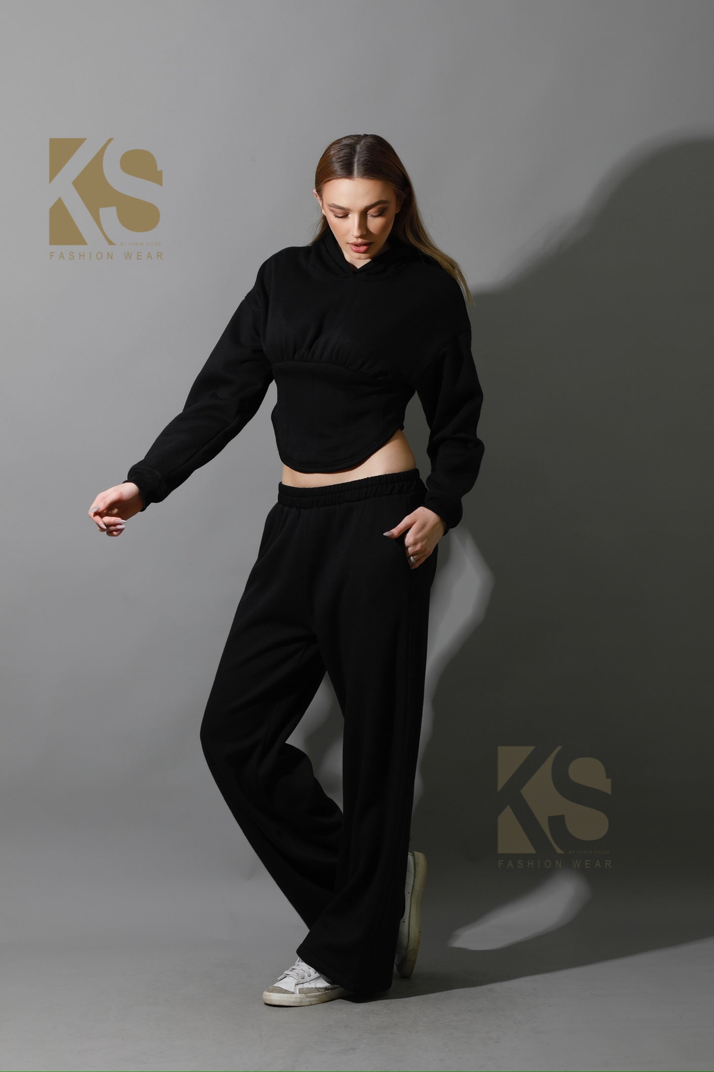 Corset Hoodie Set - Black