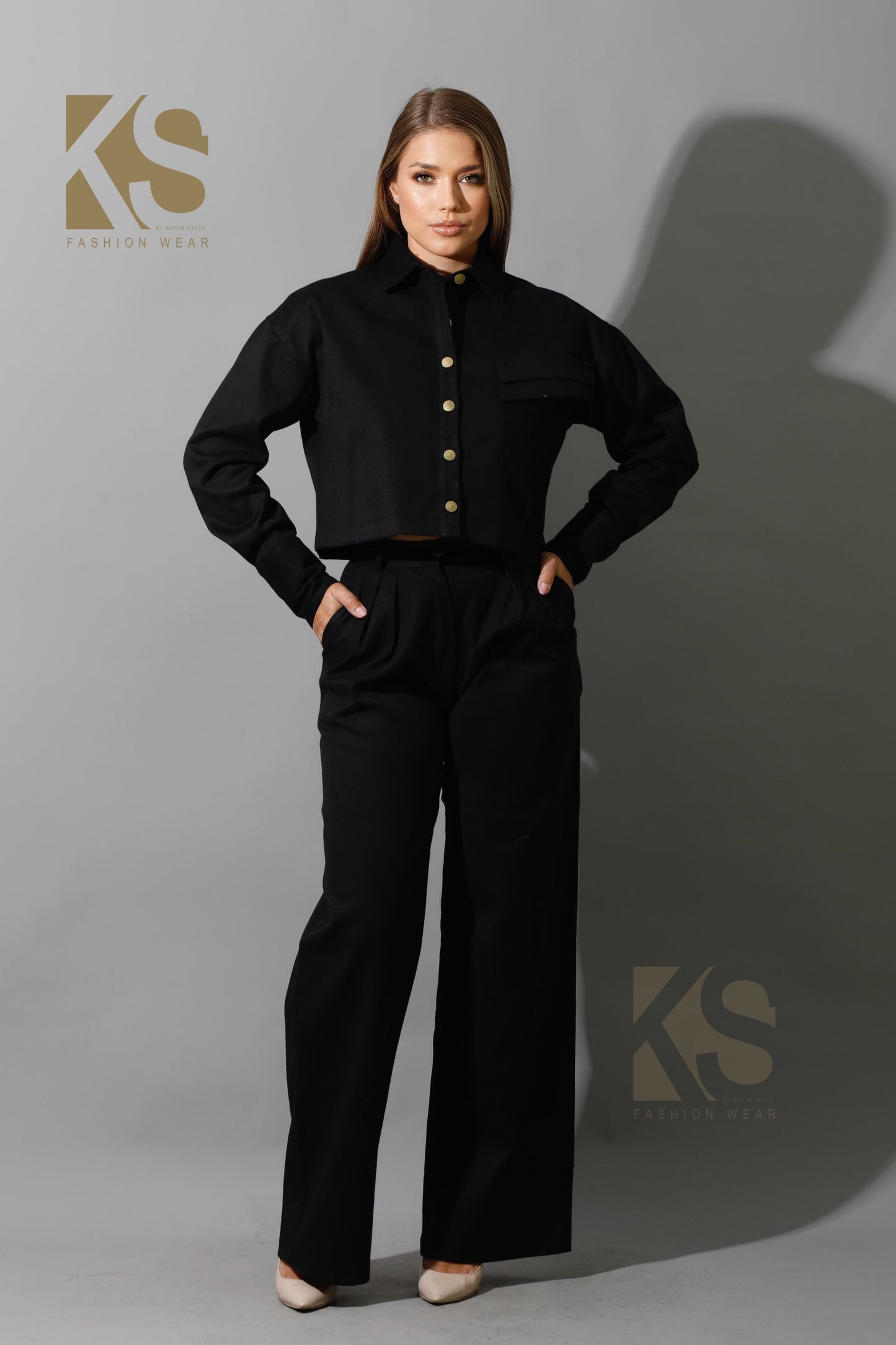 Co-ord Cropped Shirt - Black