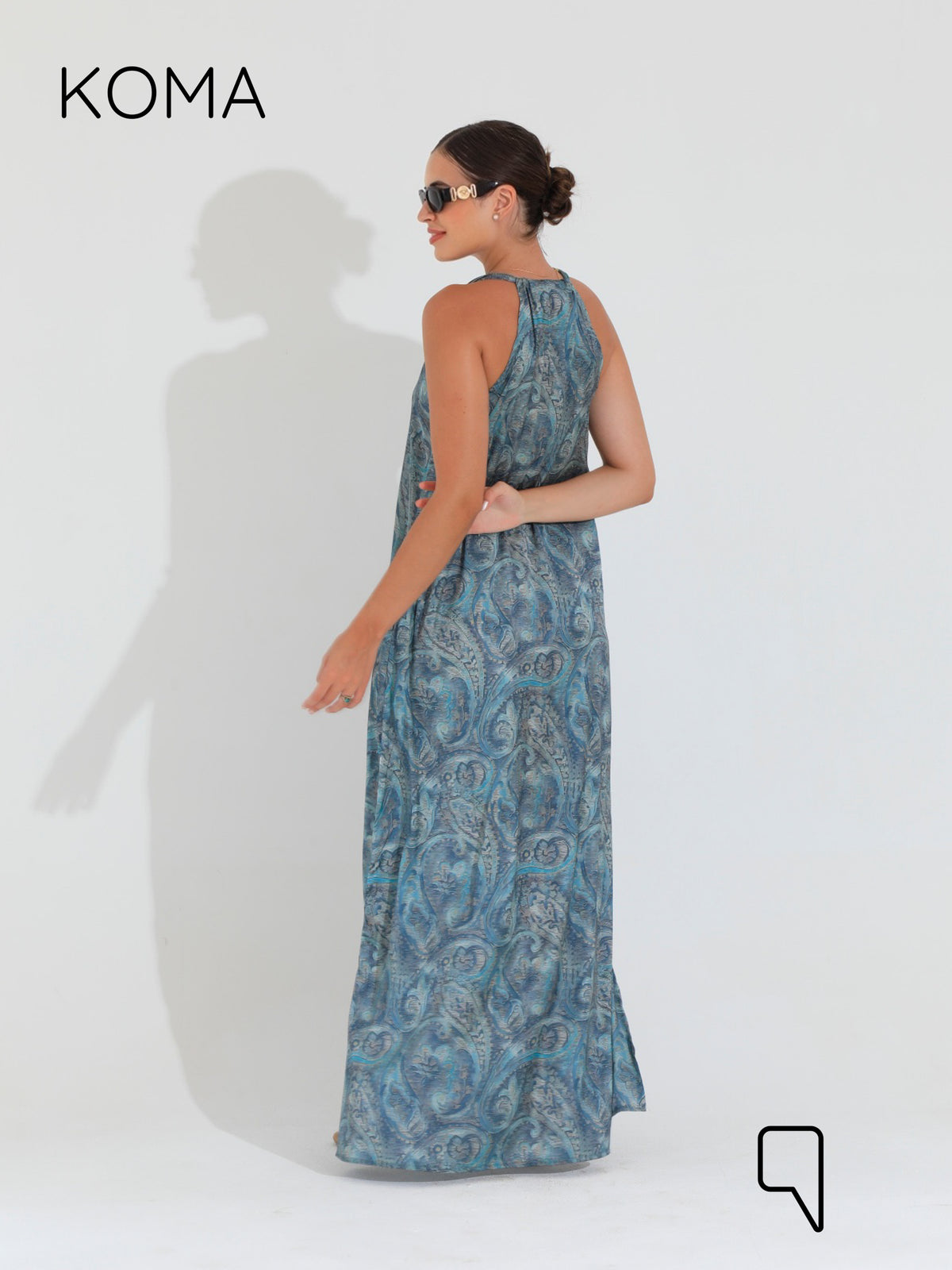 Paulina V Neck Maxi Dress - Multicolored Turquoise