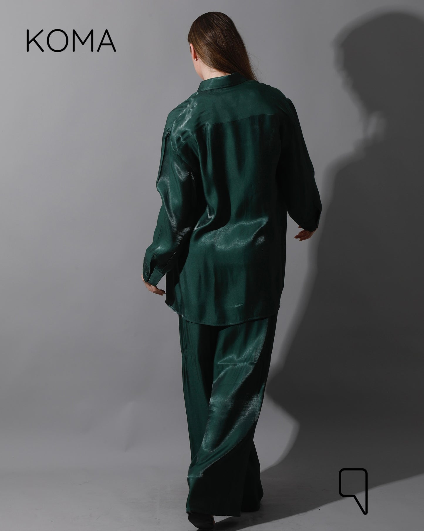 Shemer Long Shirt & Wide Leg Trousers Set - Olive