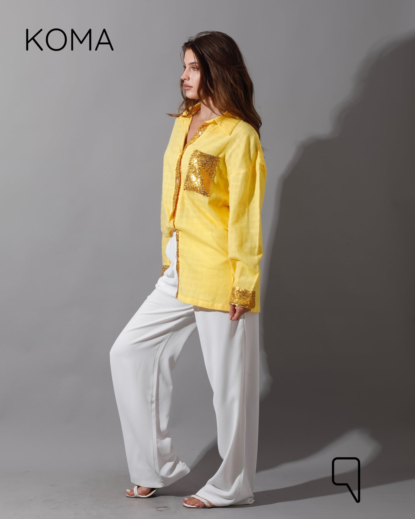 Glitter Long Sleeves Shirt - Yellow