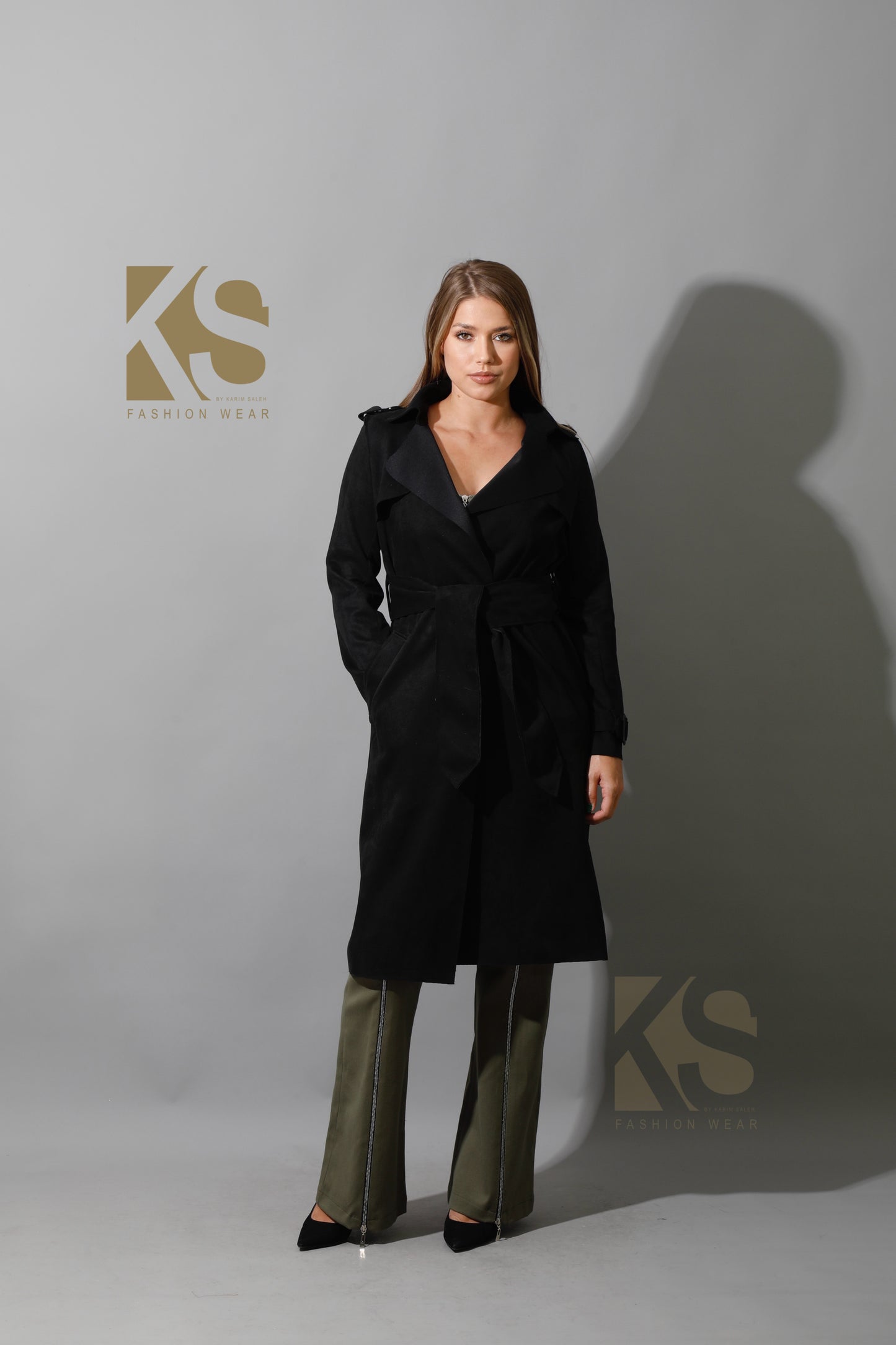 Wrap Trench Cardigan - Black