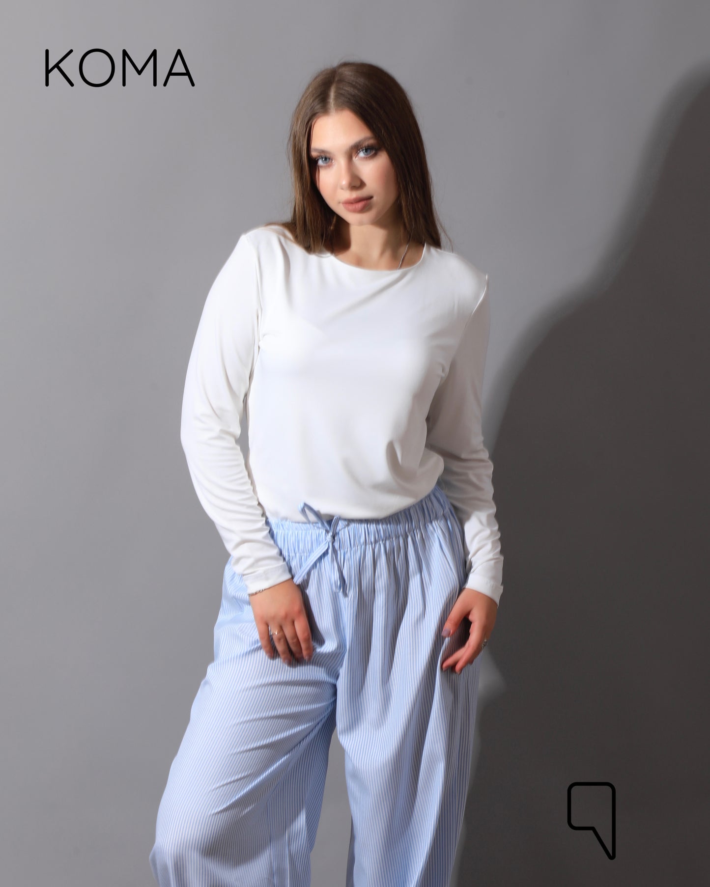 Striped Straight Leg trousers - Striped Baby Blue