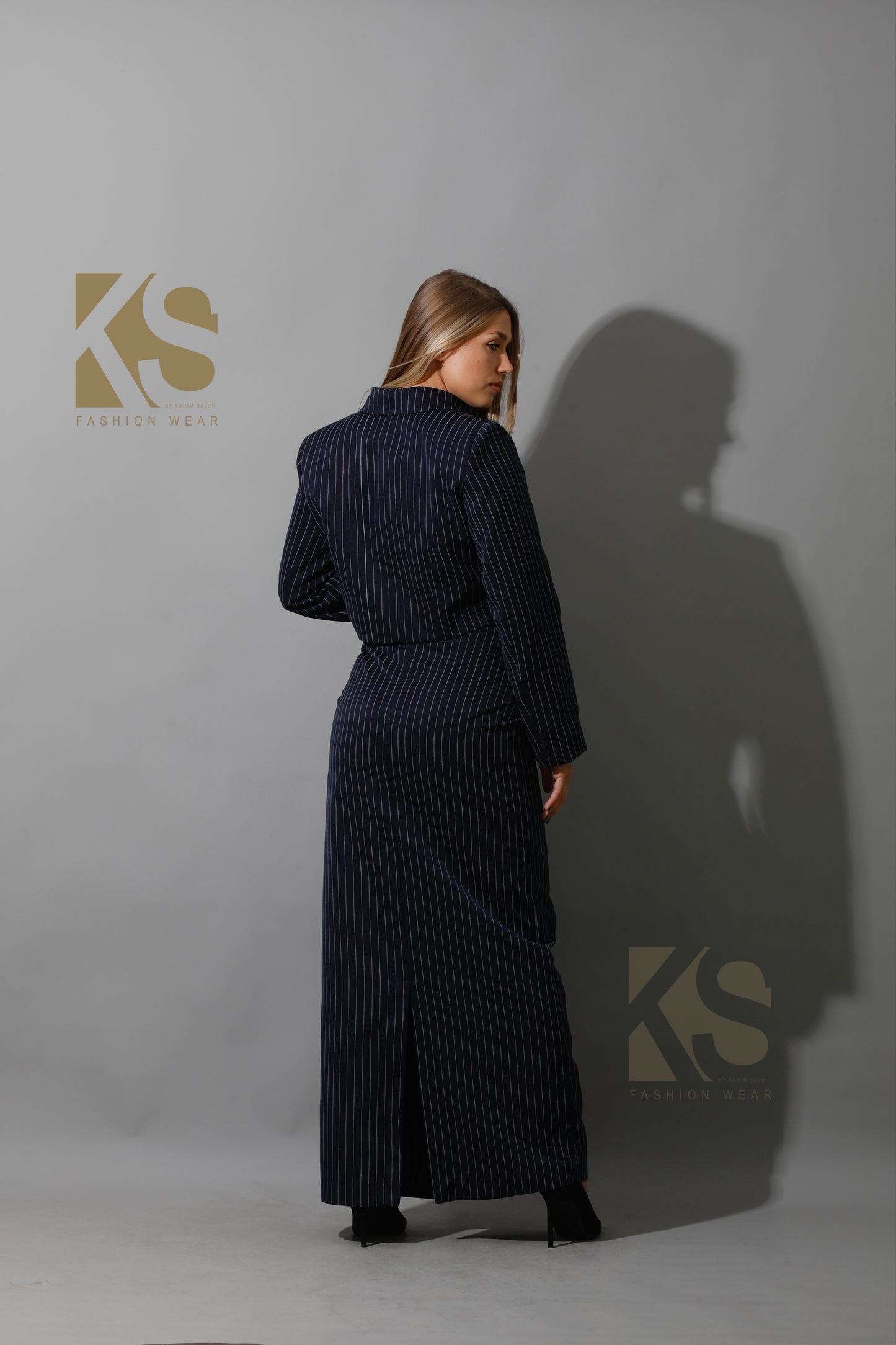 Striped Maxi Skirt Co-Ord - Navy