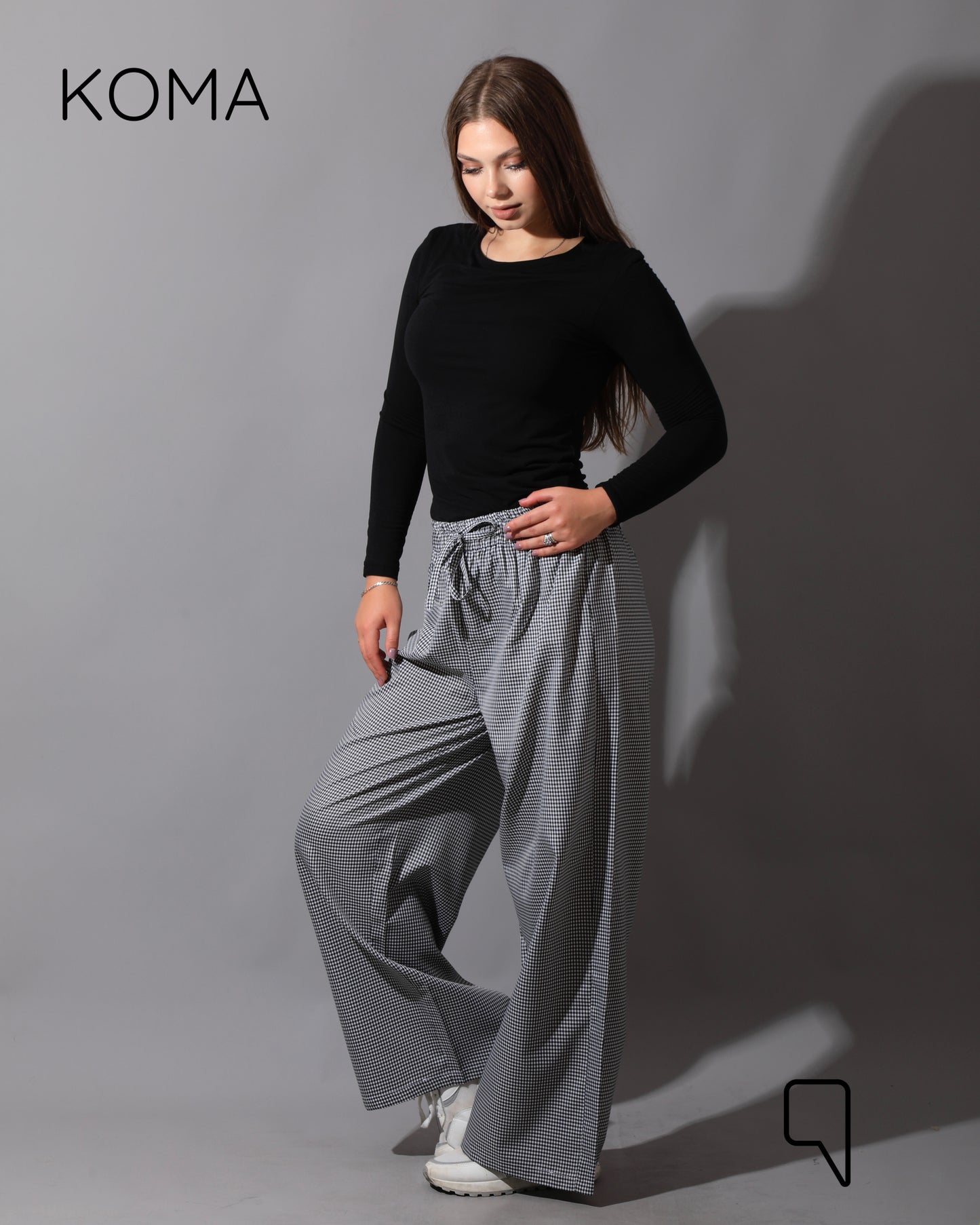 Plaid Straight Leg trousers - Plaid Black