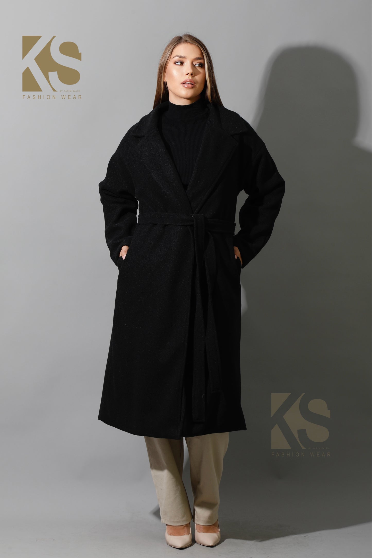 Oversized Wrapped Coat - Black