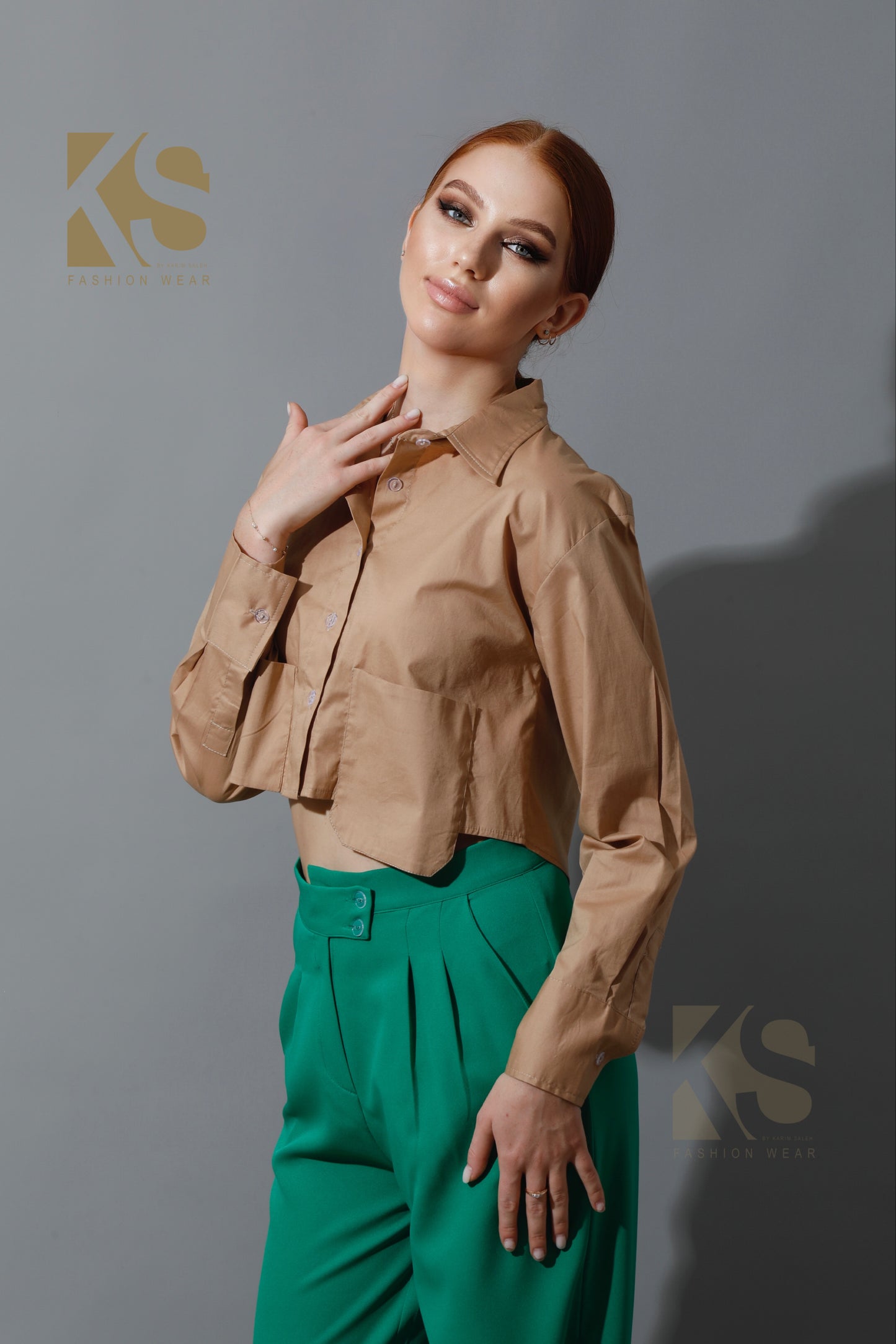 Cropped Shirt - Beige