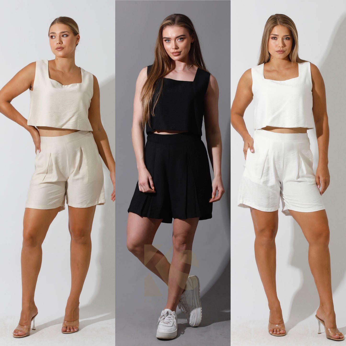 Tank Top & Flared Shorts Set - Black