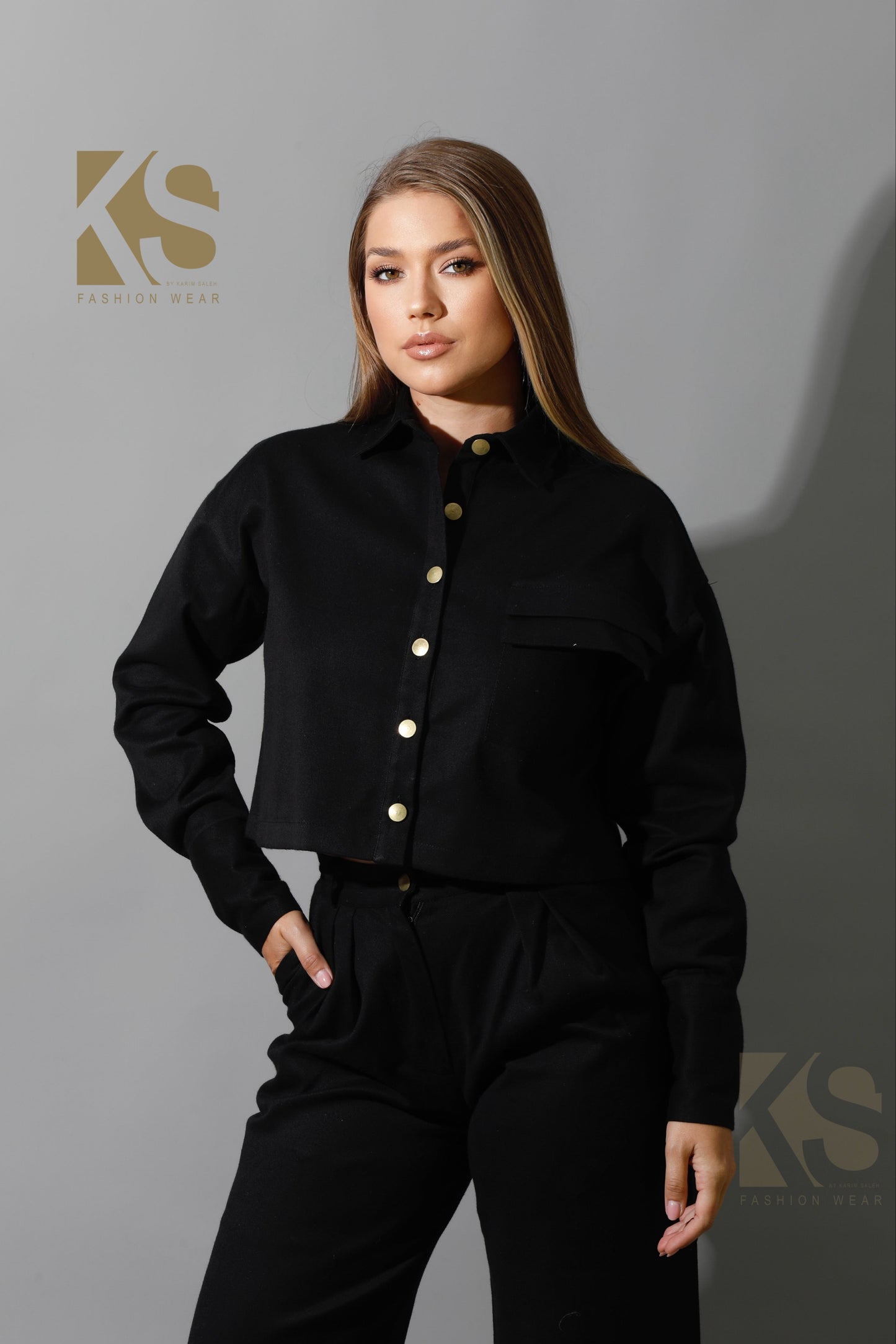 Co-ord Cropped Shirt - Black