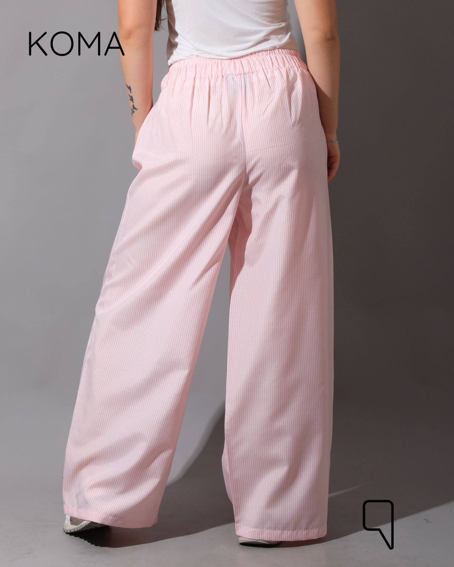 Striped Straight Leg trousers - Striped Pink