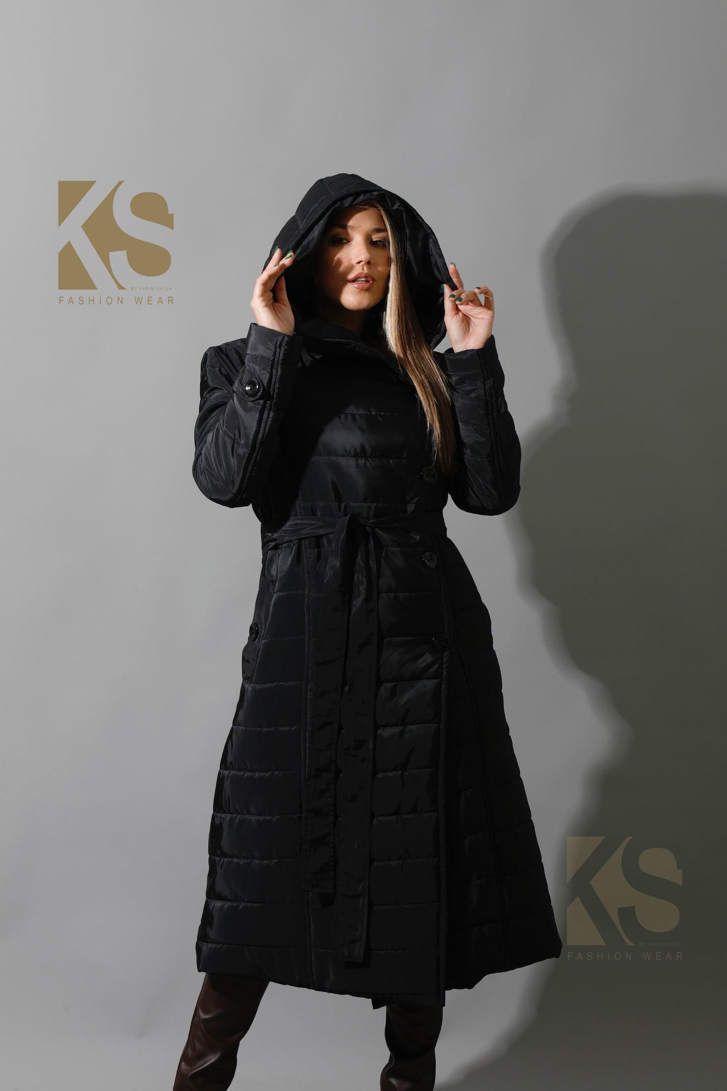 Waterproof Puffer Long Coat - Black