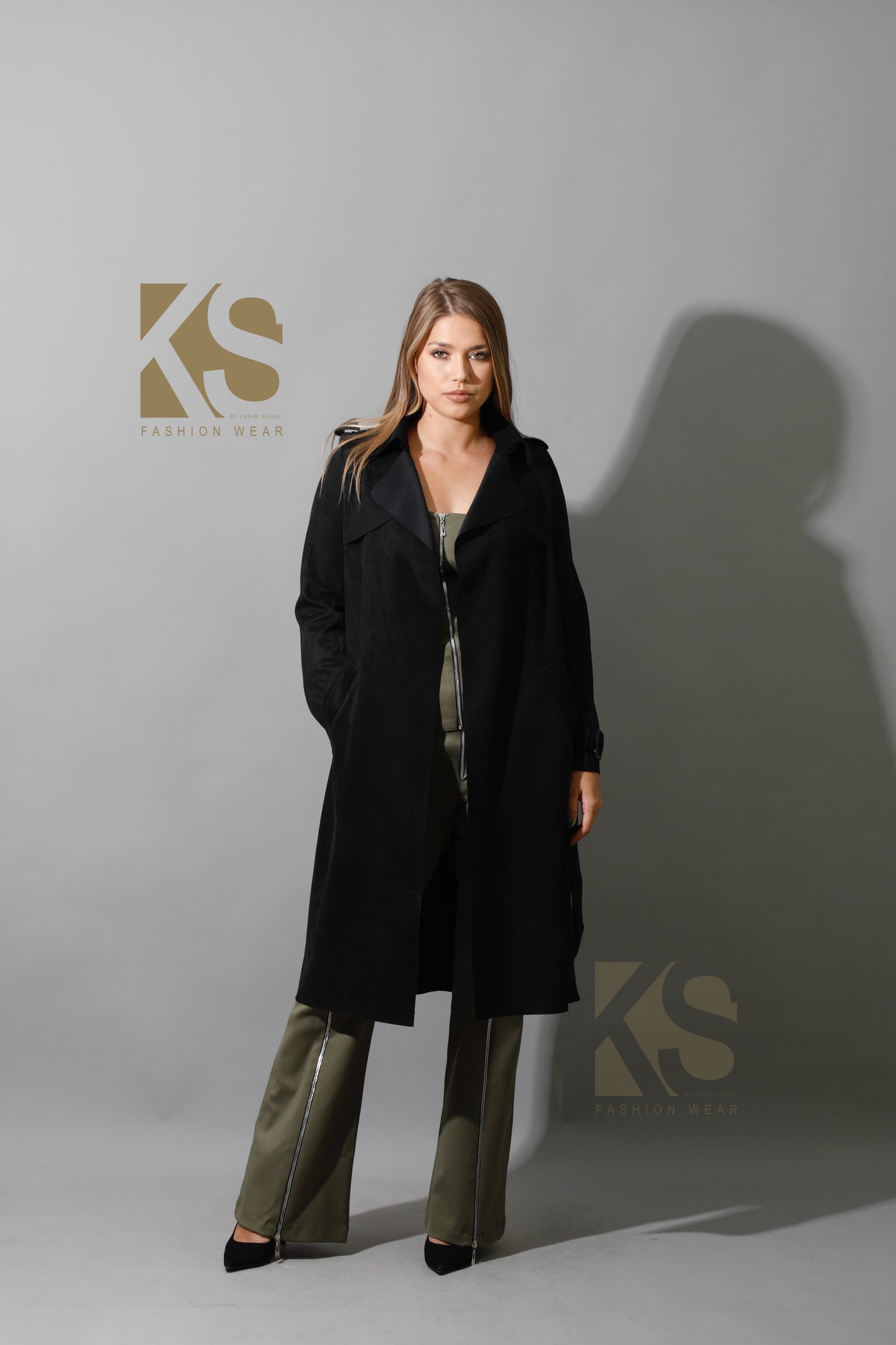 Wrap Trench Cardigan - Black