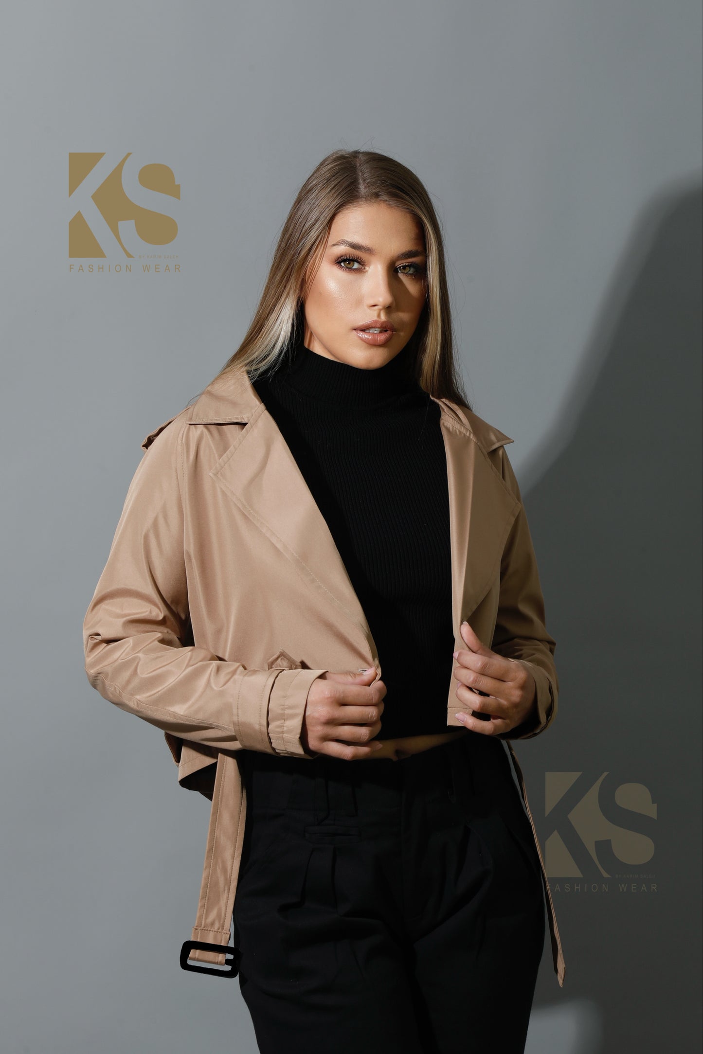 Double Breasted Trench Jacket - Beige