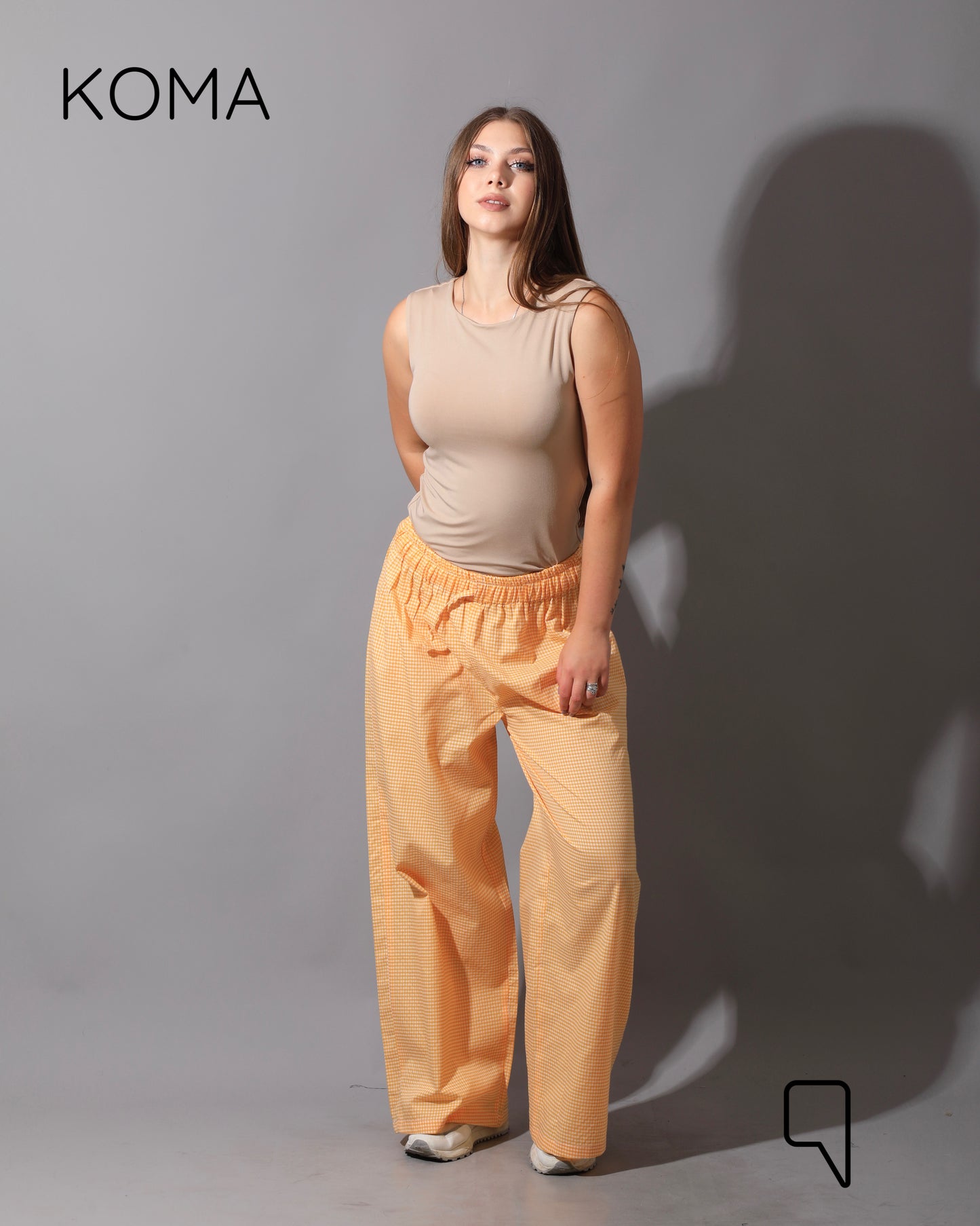 Plaid Straight Leg trousers - Plaid Yellow