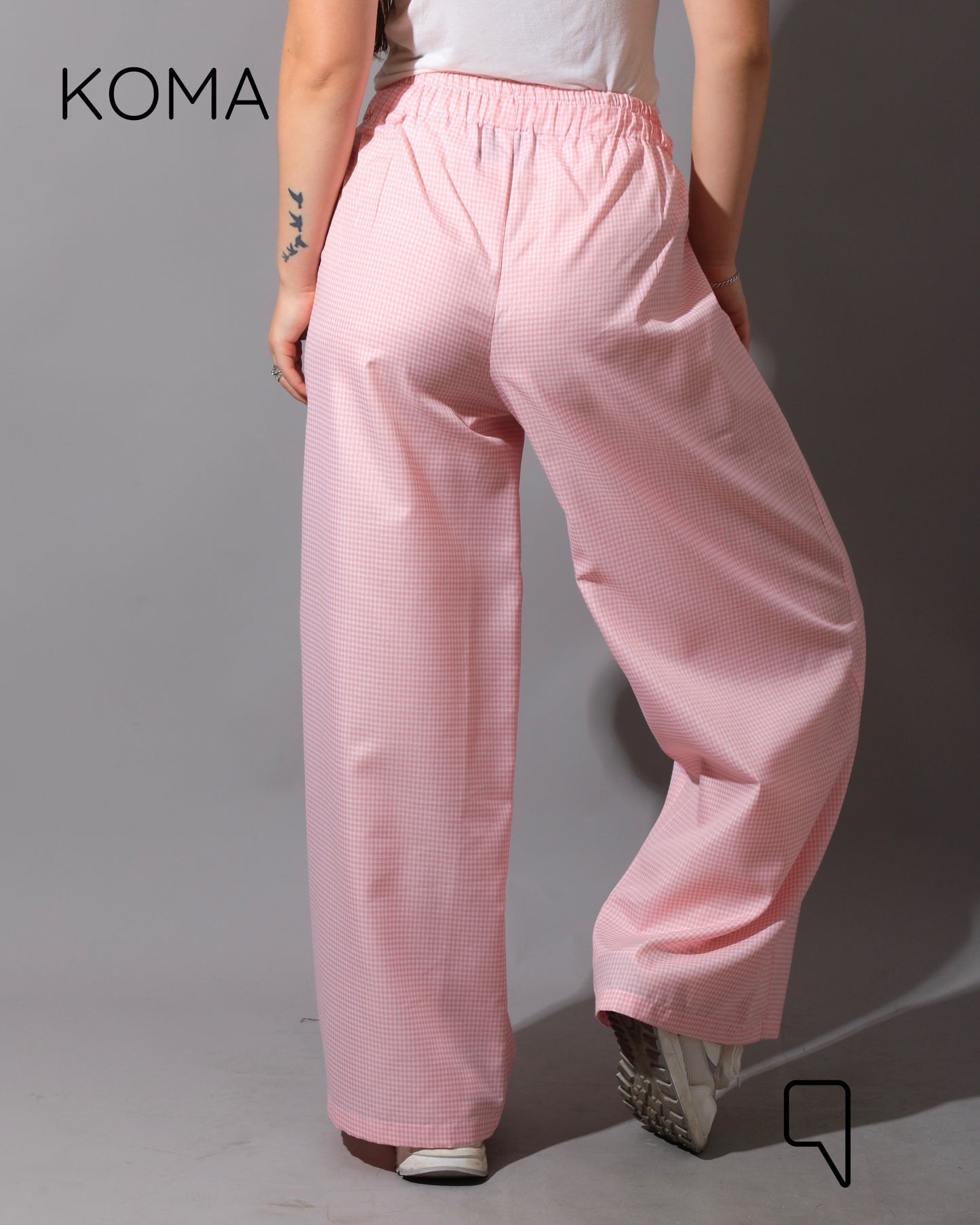 Plaid Straight Leg trousers - Plaid Pink