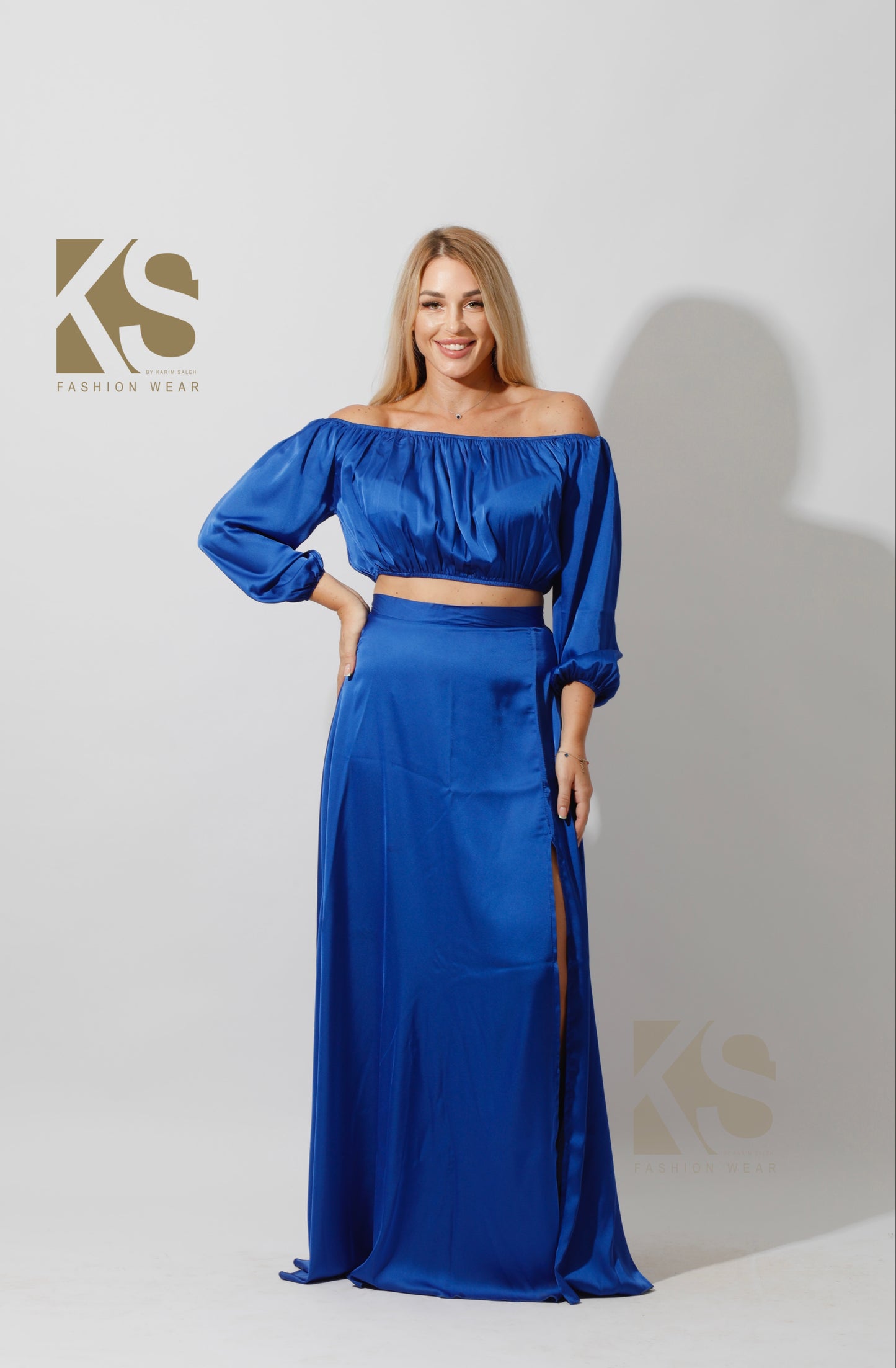 Off Shoulder Blouse - Electric Blue