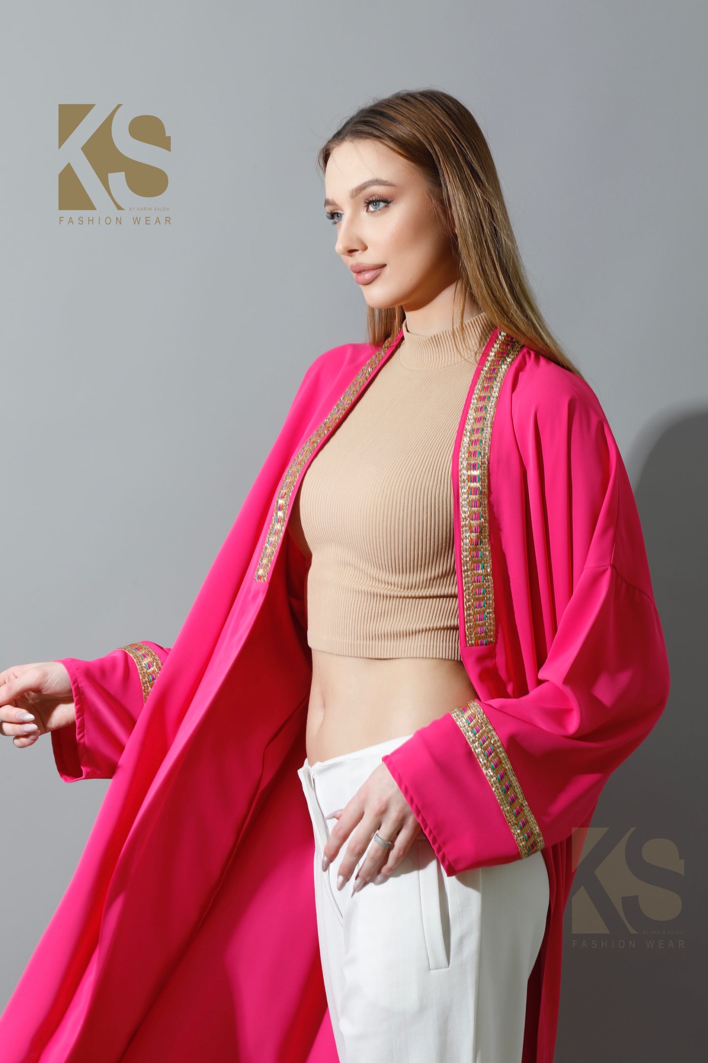 Long CBH Kaftan - Barbie Pink