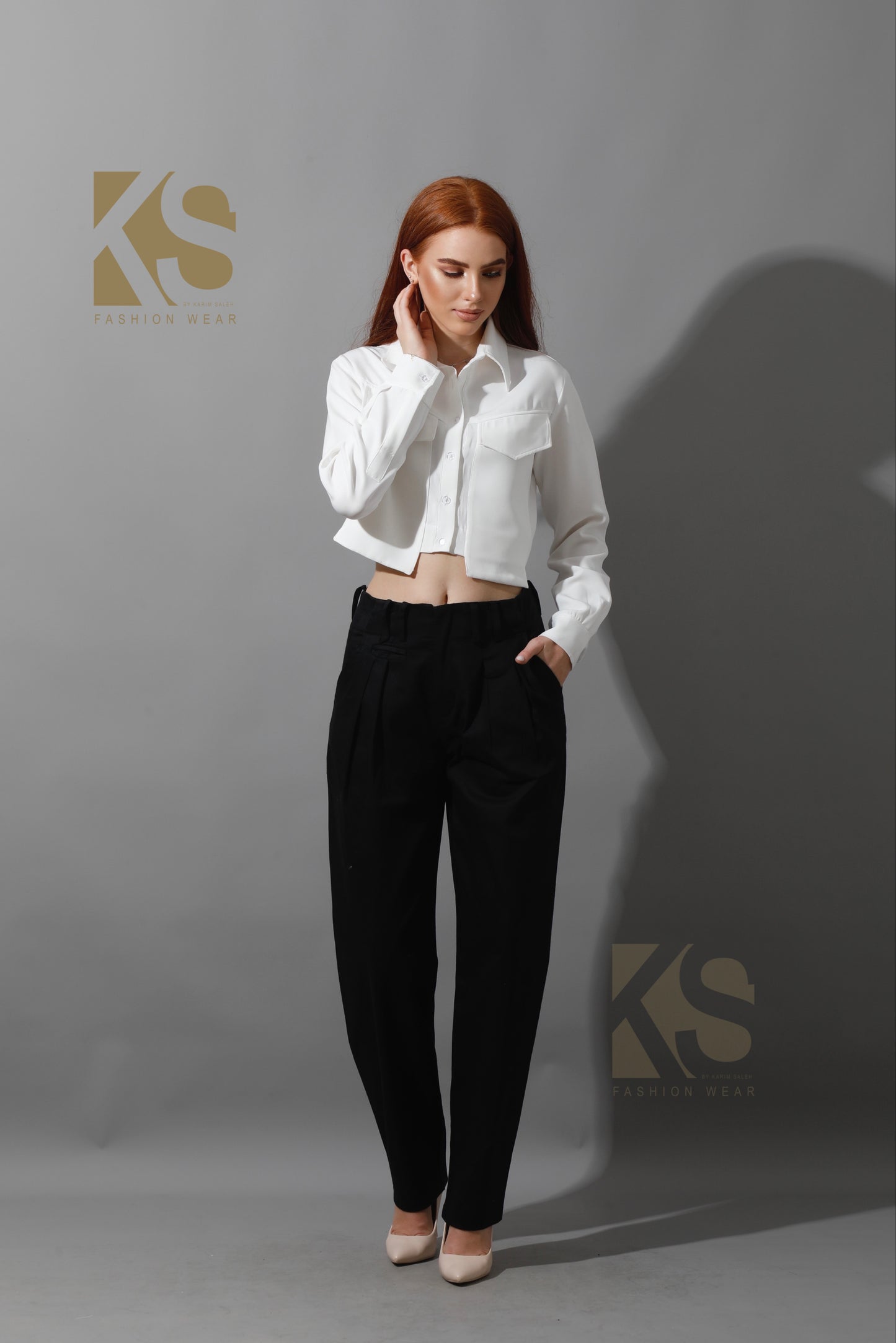High Rise Paper-Bag Pants - Black