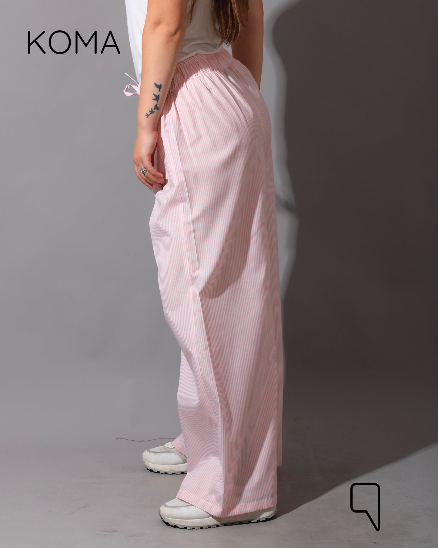 Striped Straight Leg trousers - Striped Pink