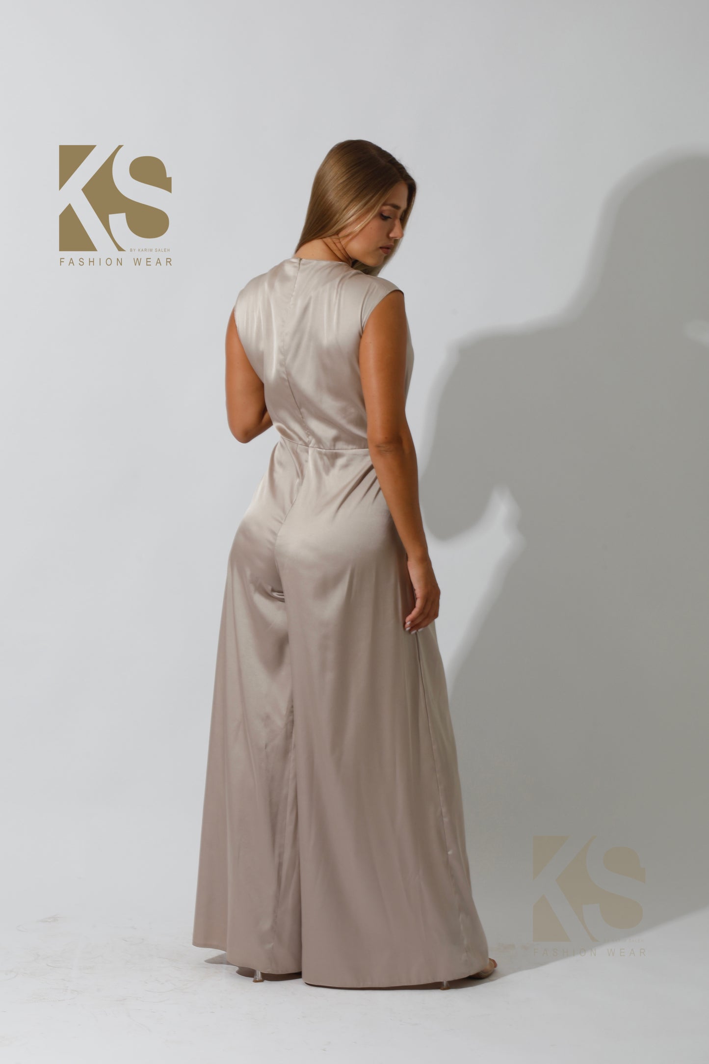 Flared Jumpsuit - Beige