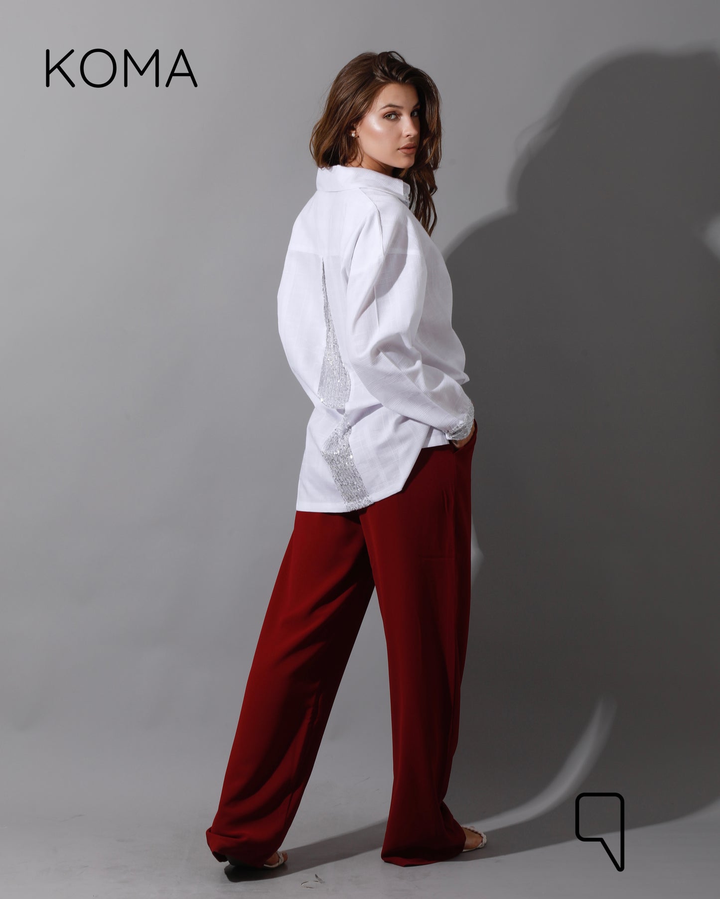Glitter Long Sleeves Shirt - White
