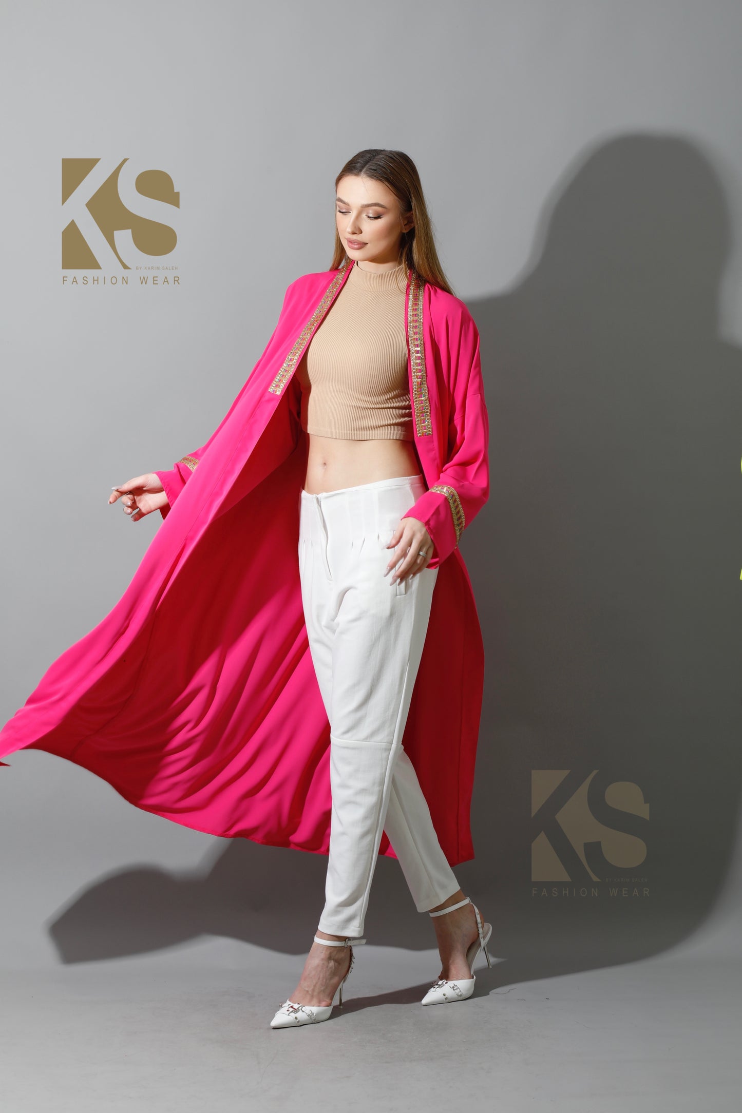 Long CBH Kaftan - Barbie Pink
