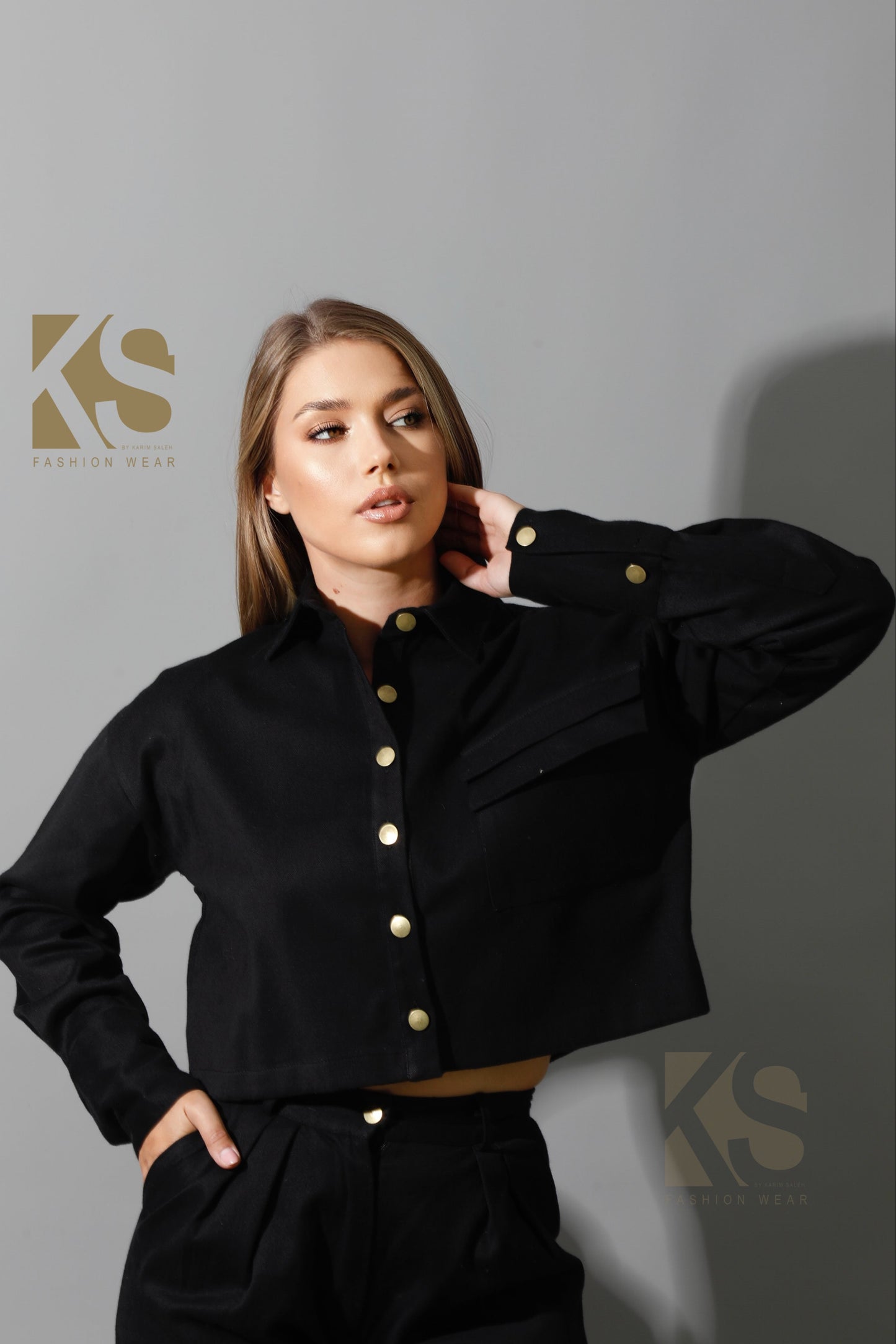 Co-ord Cropped Shirt - Black