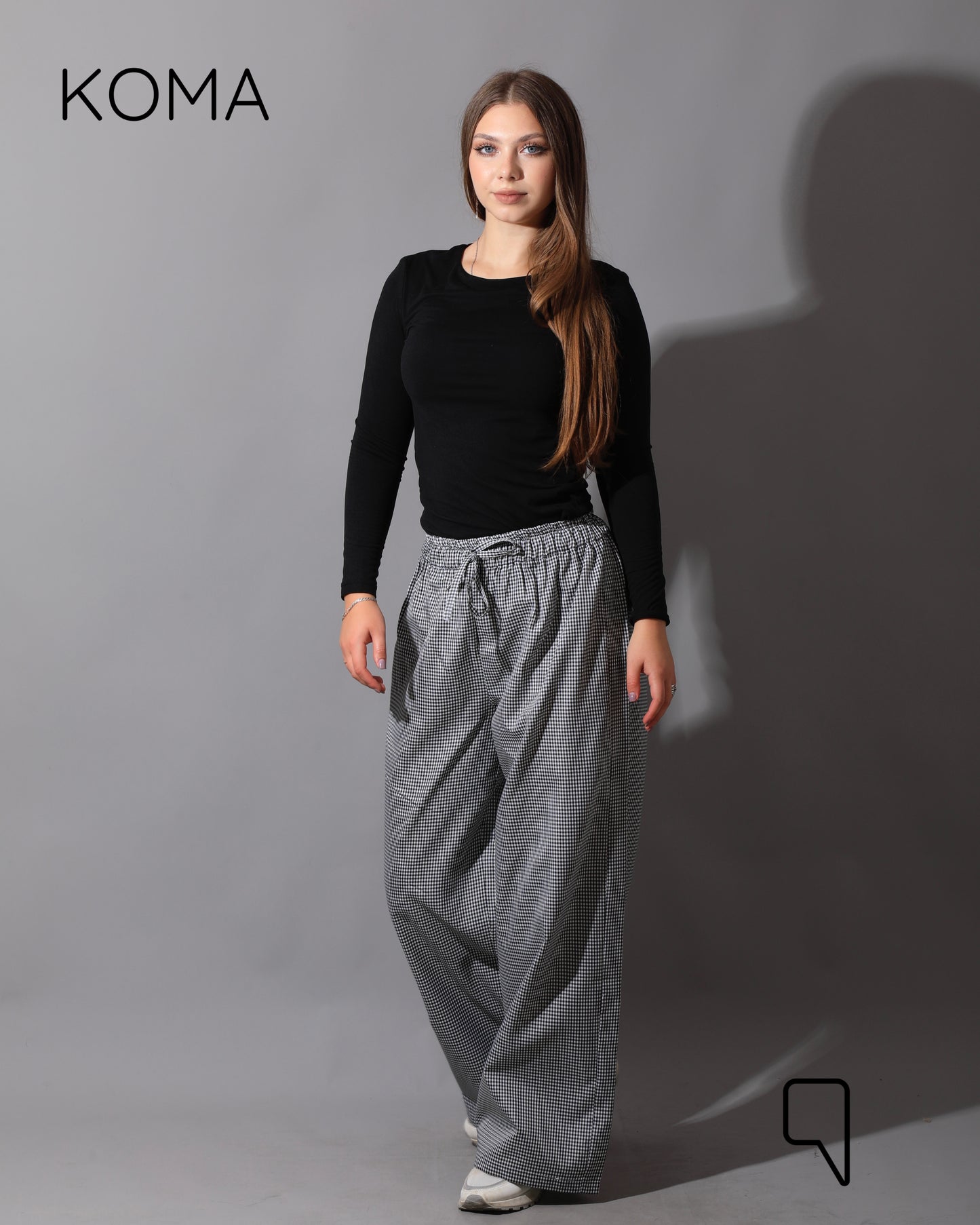 Plaid Straight Leg trousers - Plaid Black