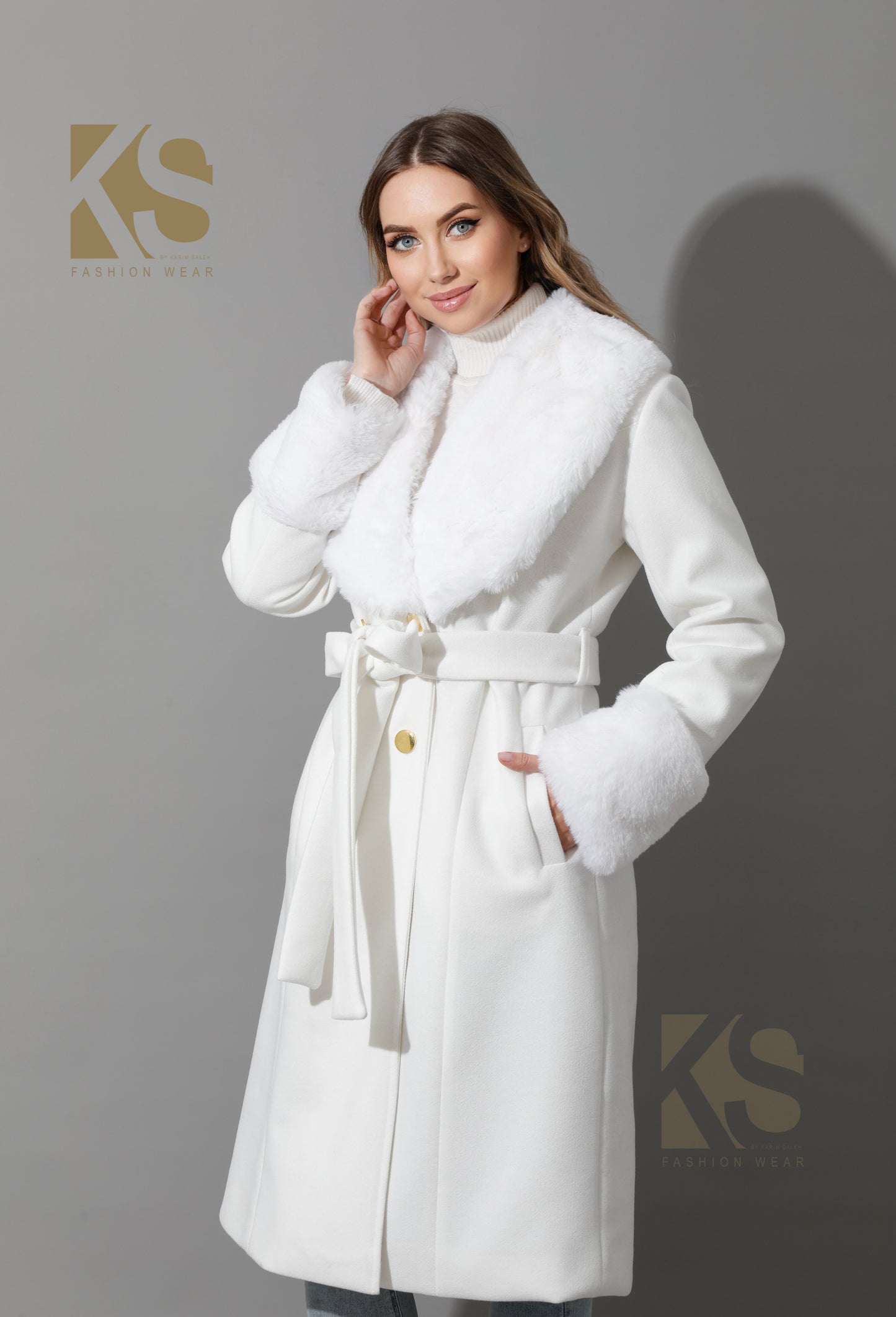 Furs Double Breasted Coat - White