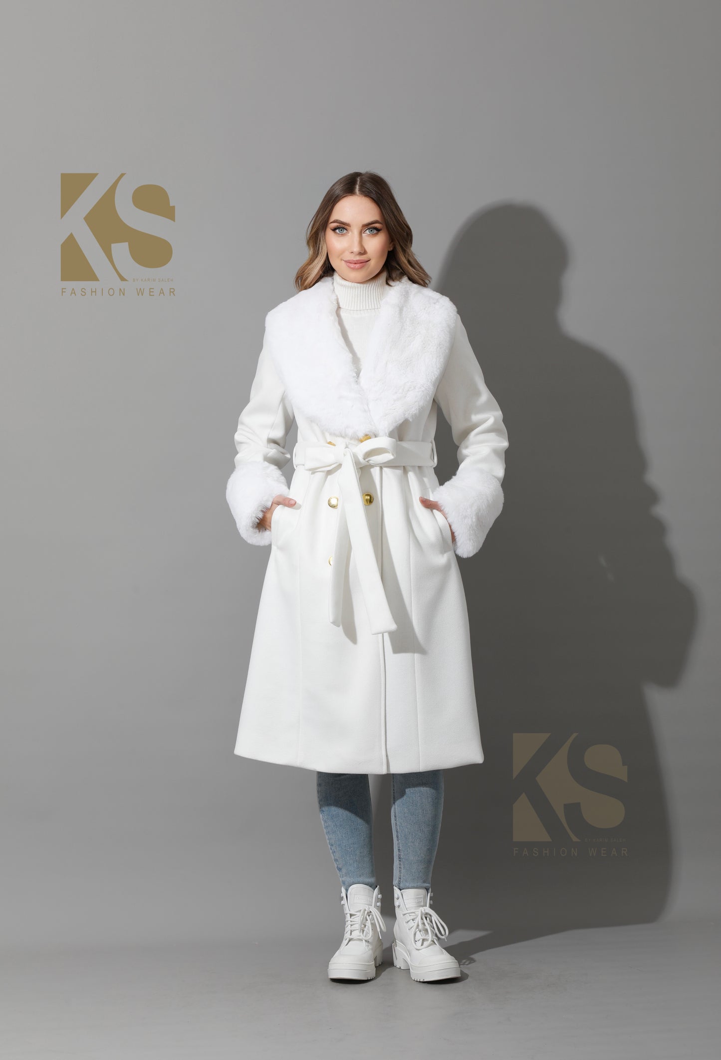 Furs Double Breasted Coat - White
