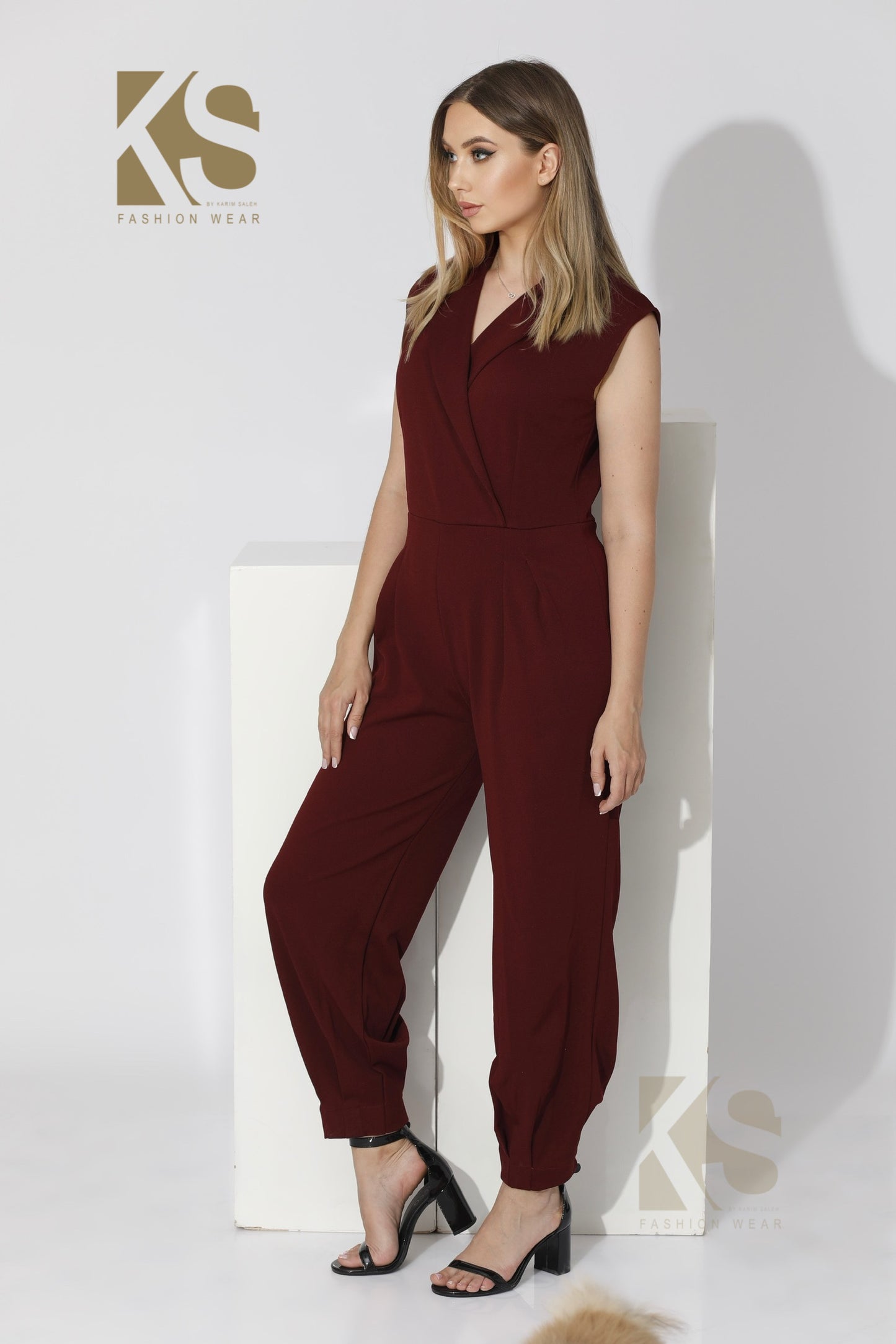 Wrapped Jumpsuit Sleeveless - Maroon