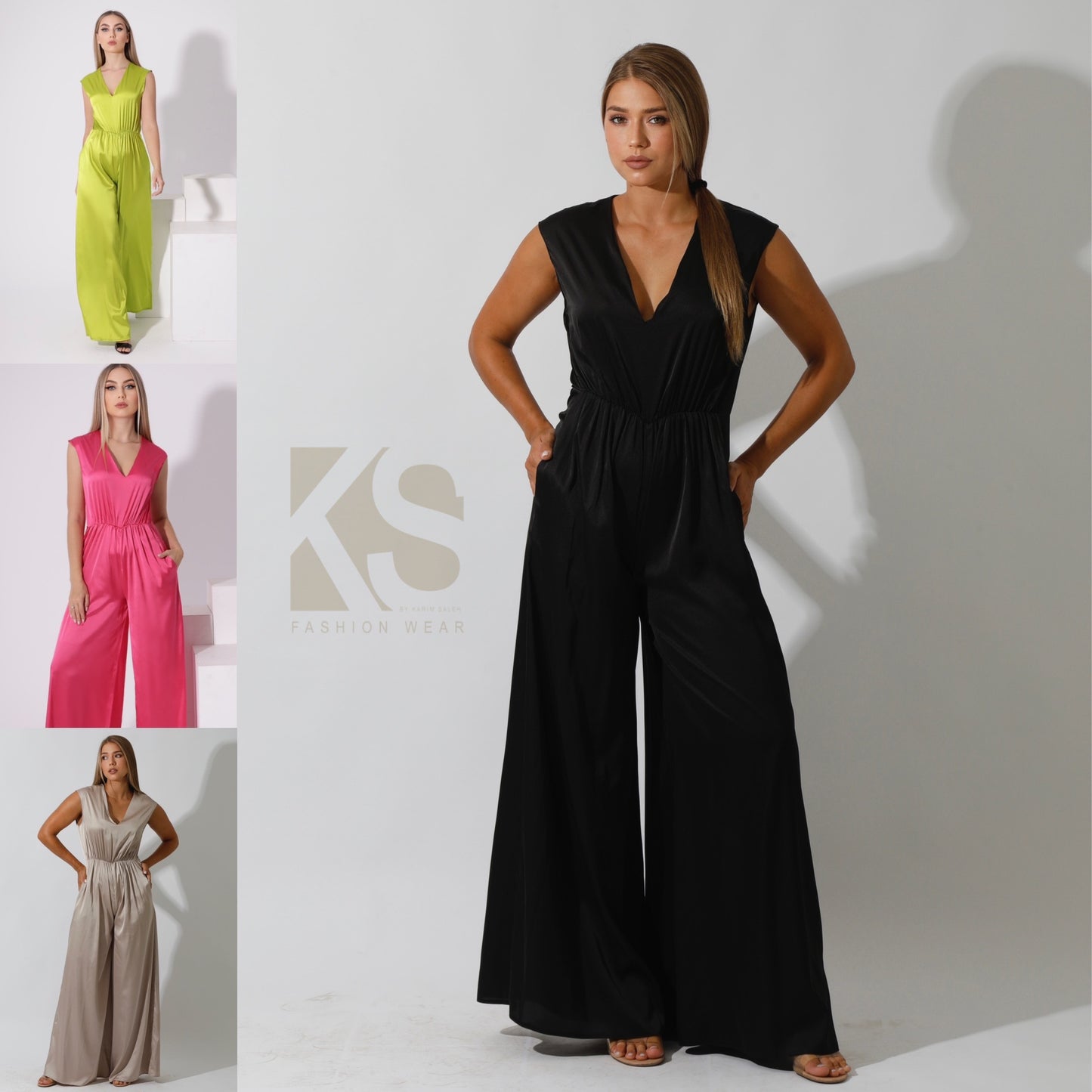 Flared Jumpsuit - Lime Green