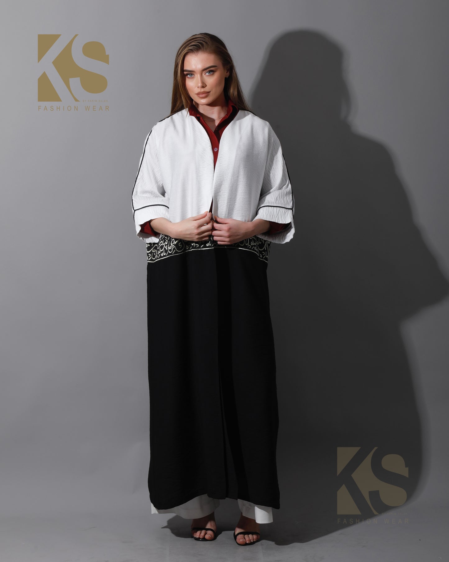 Double Colored Arabic Kaftan - Black & White