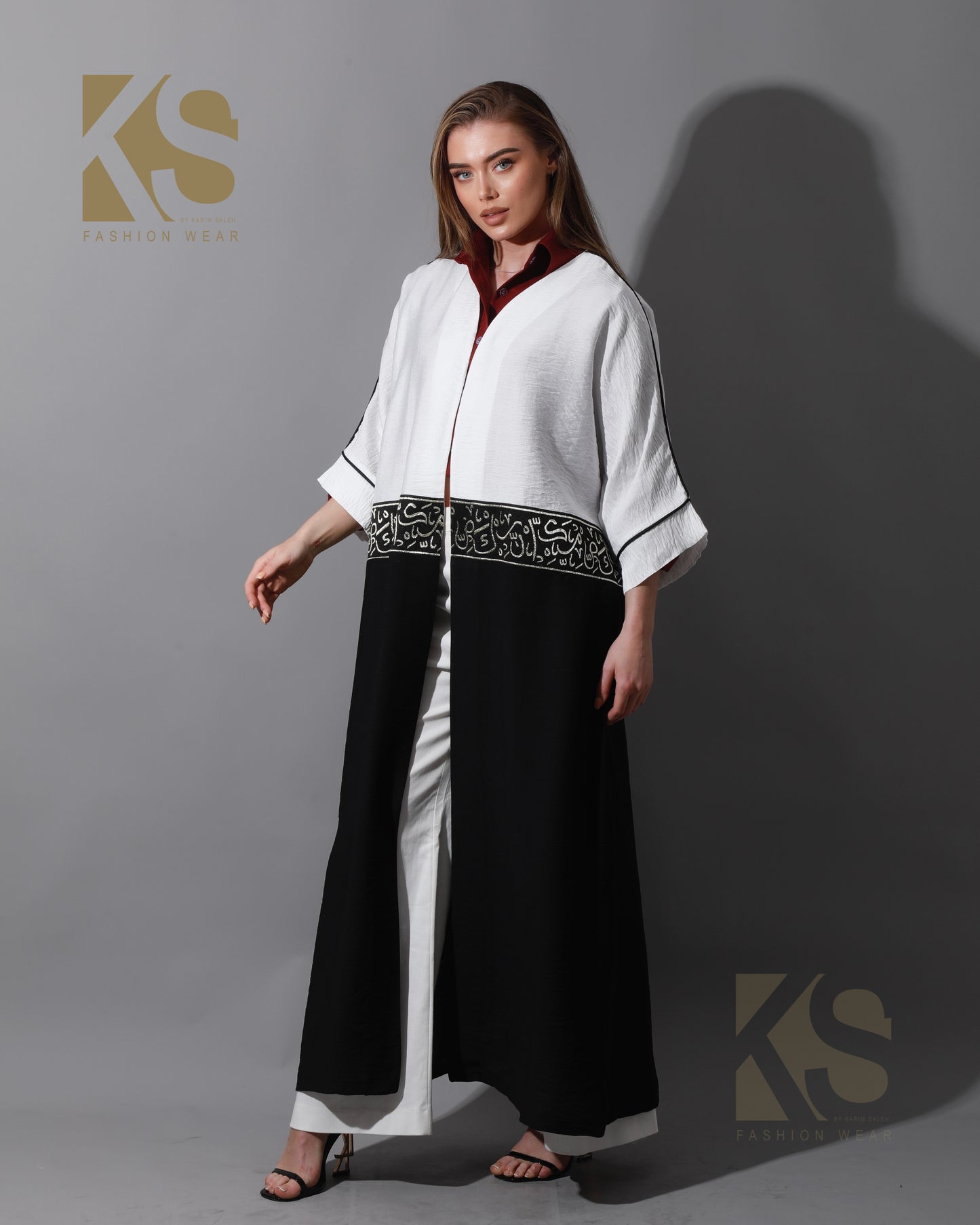 Double Colored Arabic Kaftan - Black & White