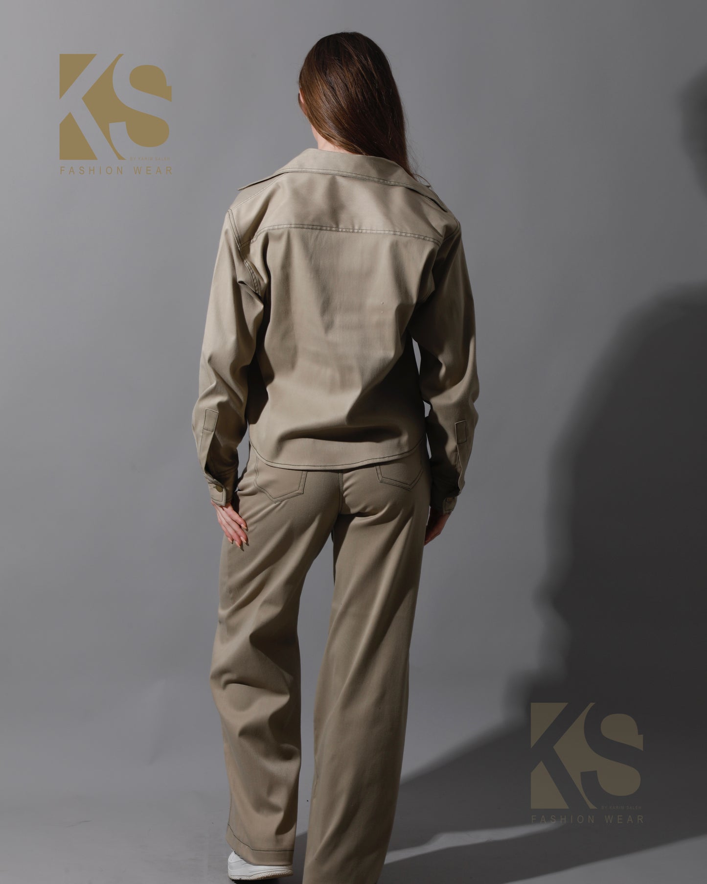 Co-Ord Gabardine Cutout Pants - Beige