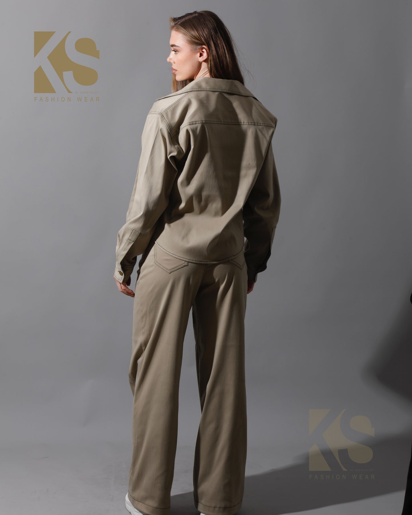 Co-Ord Gabardine Cutout Pants - Beige