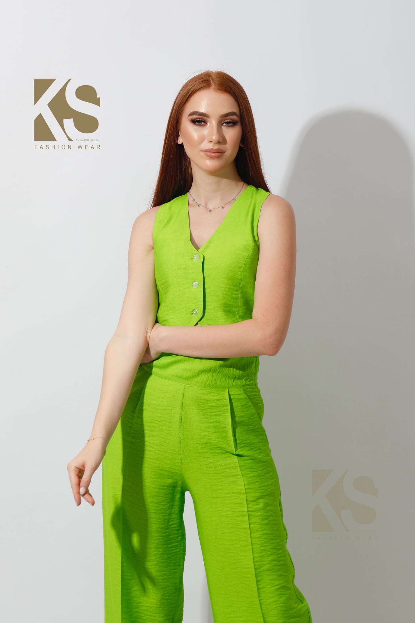 Co-Ord Vest Set - Lime Green