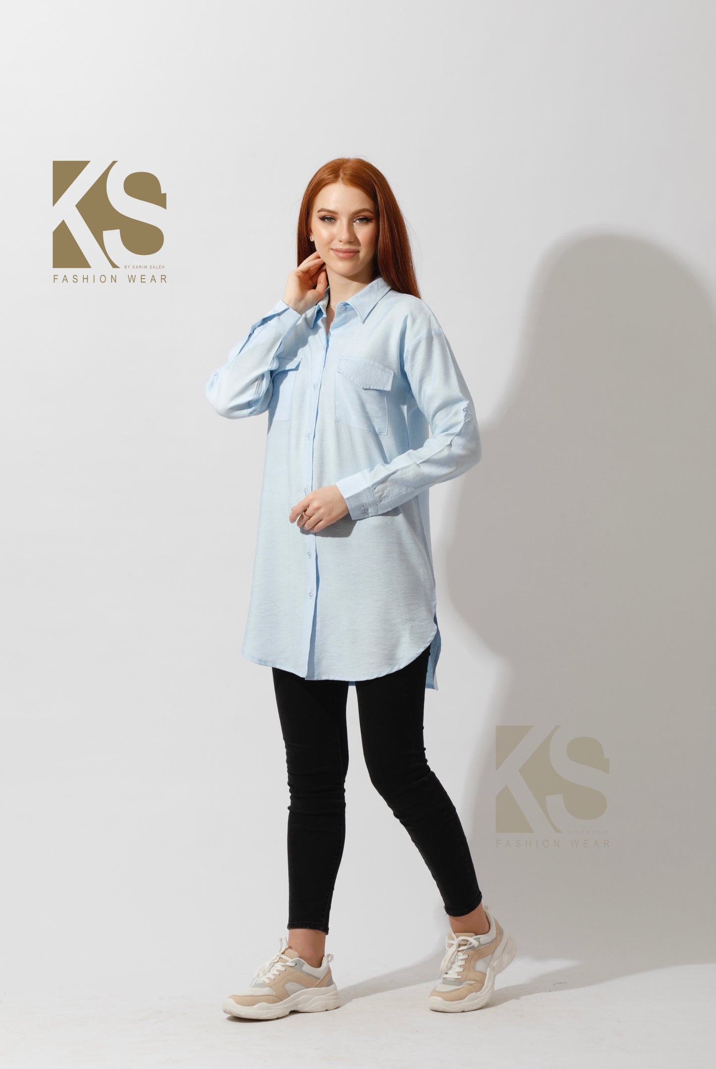 Shirt with Two Pockets - Baby Blue