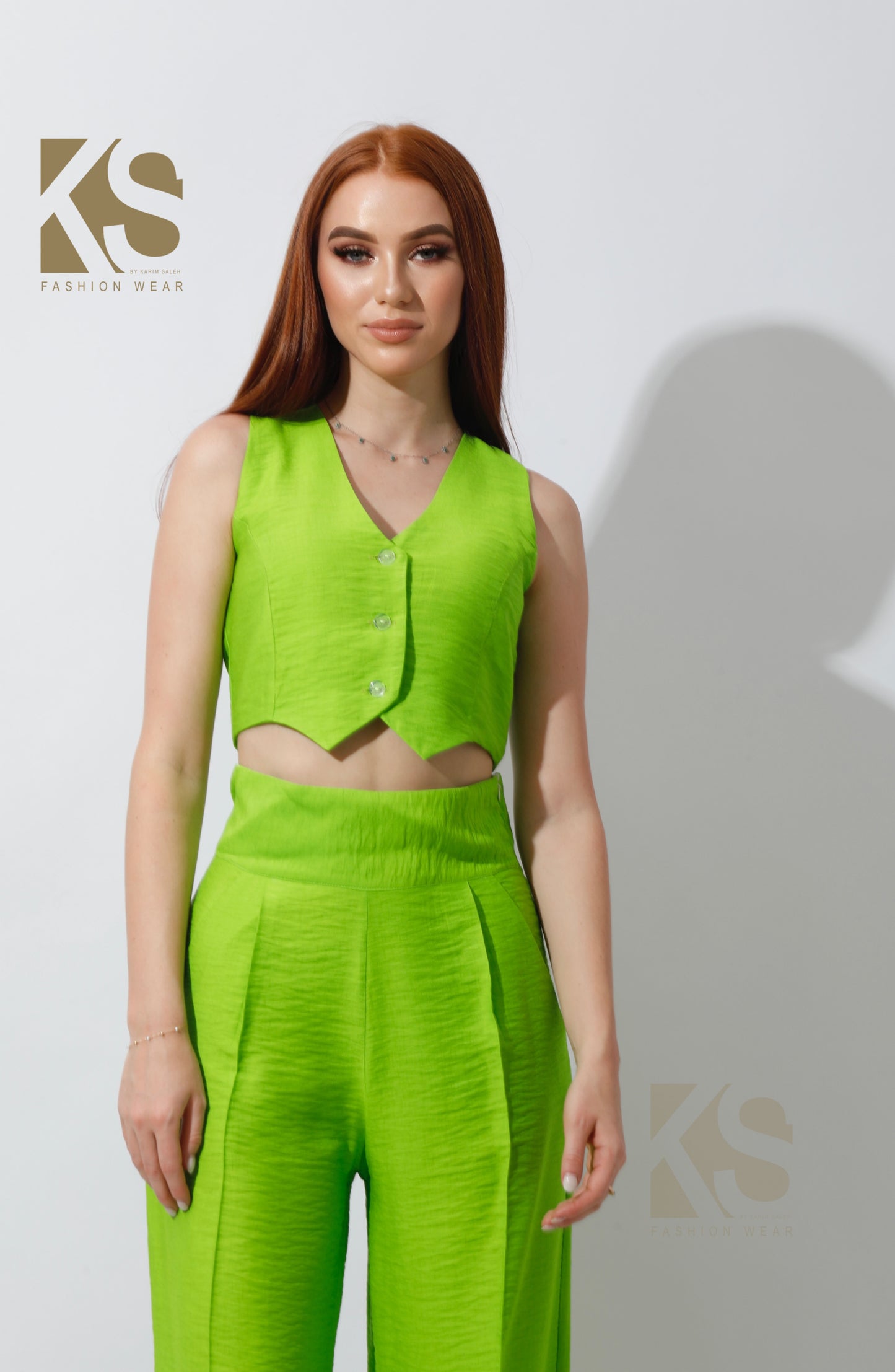 Co-Ord Vest Set - Lime Green