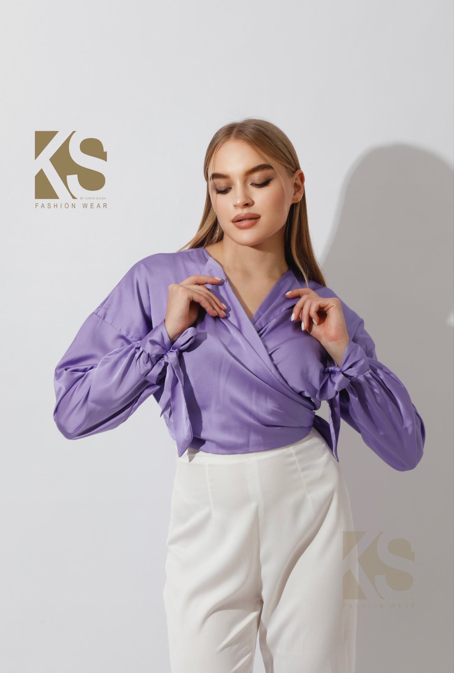 Wrap Tie Blouse - Lavender
