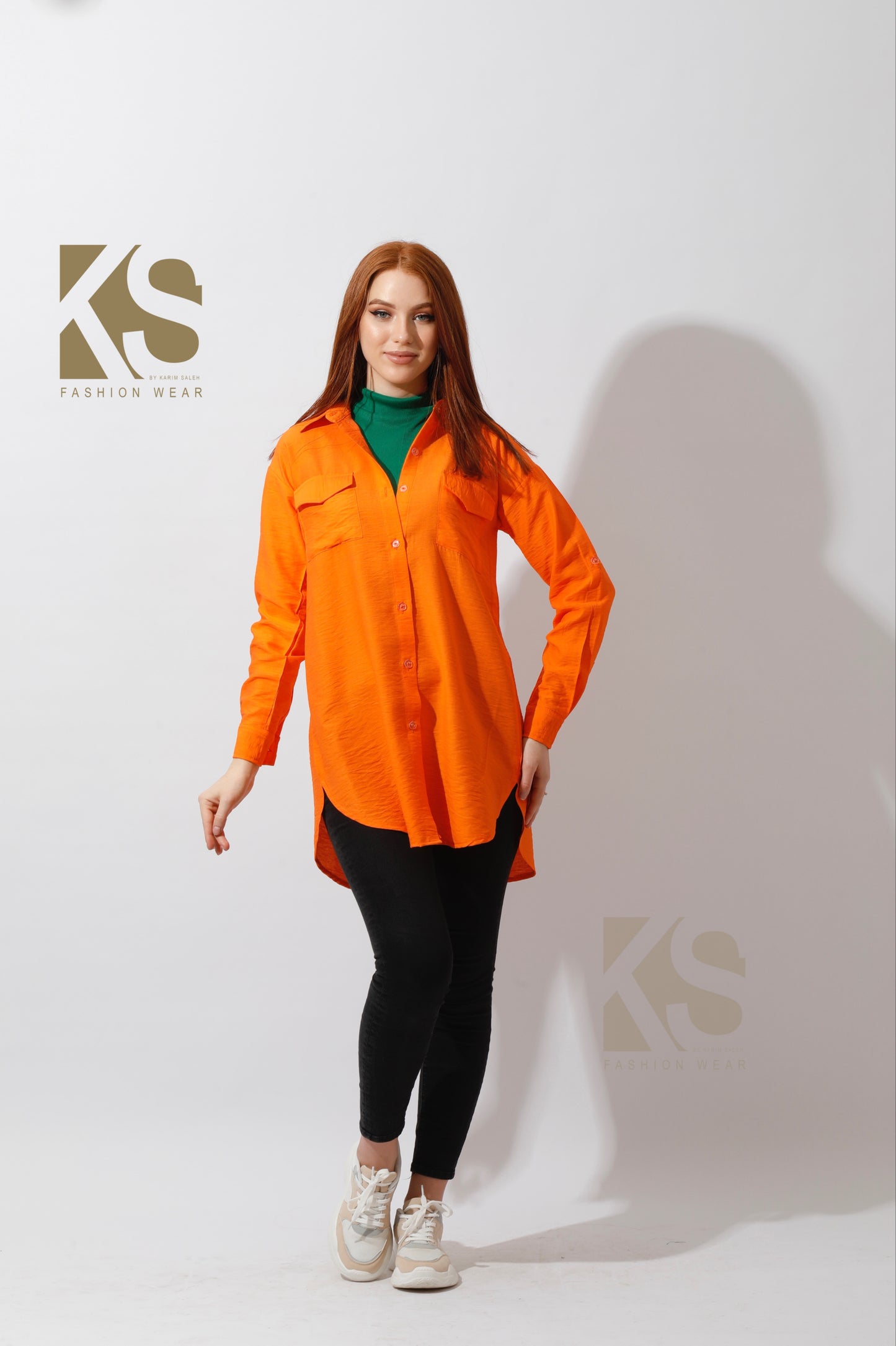 Shirt with Two Pockets - Orange