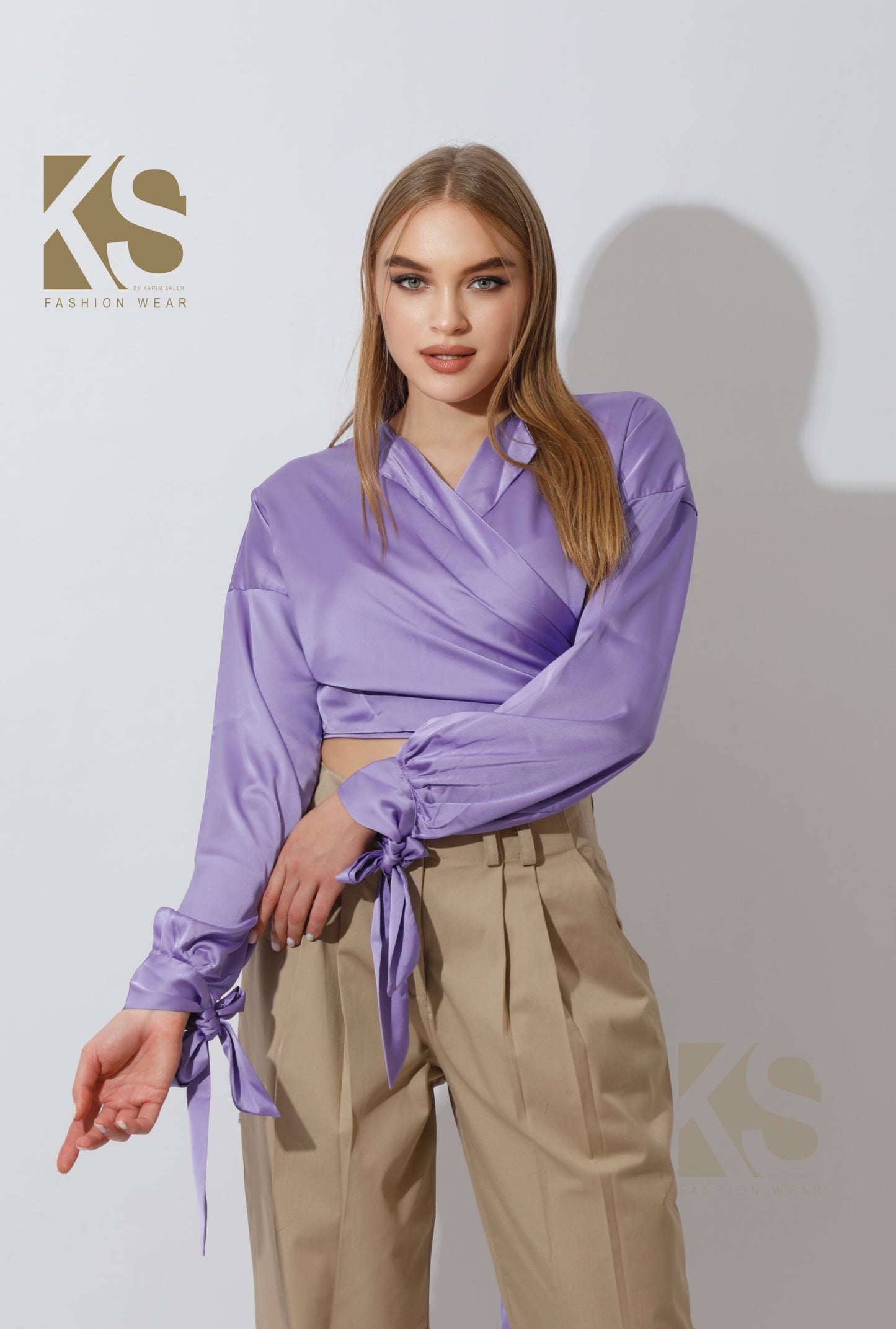 Wrap Tie Blouse - Lavender