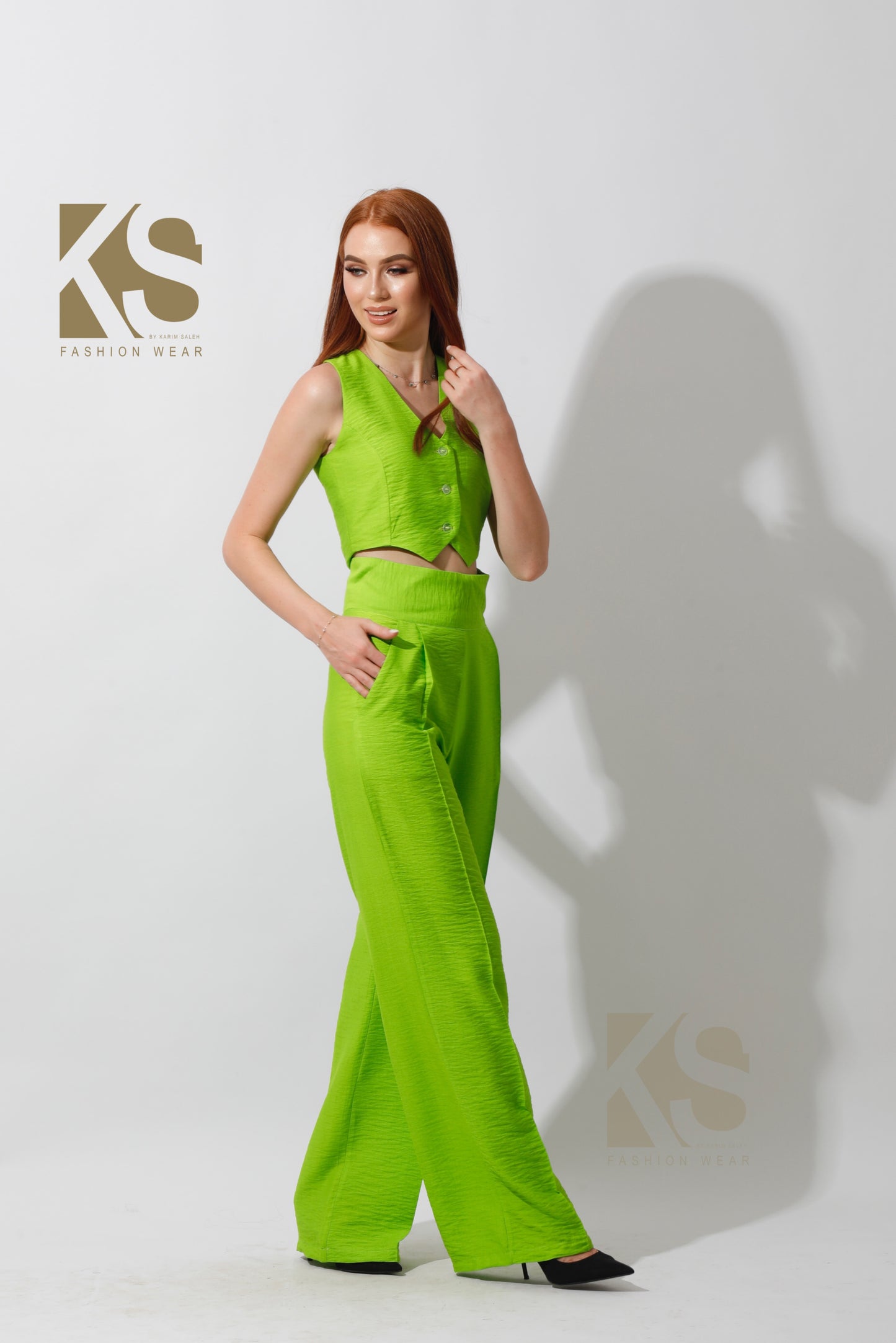 Co-Ord Vest Set - Lime Green