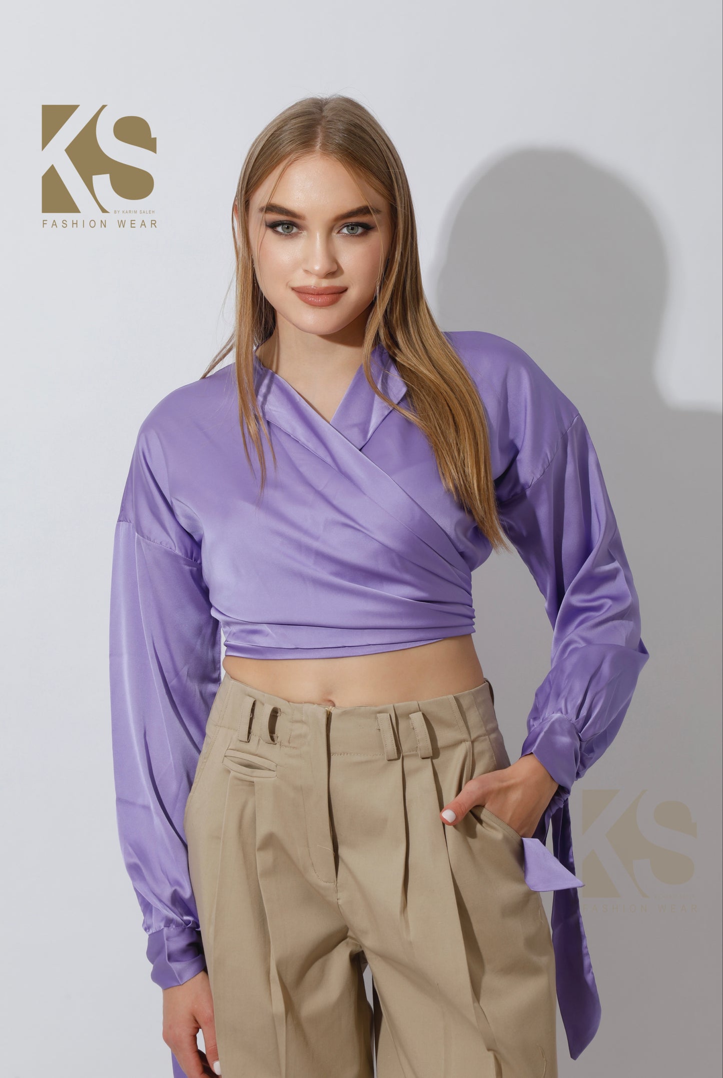 High Rise Paper-Bag Pants - Beige