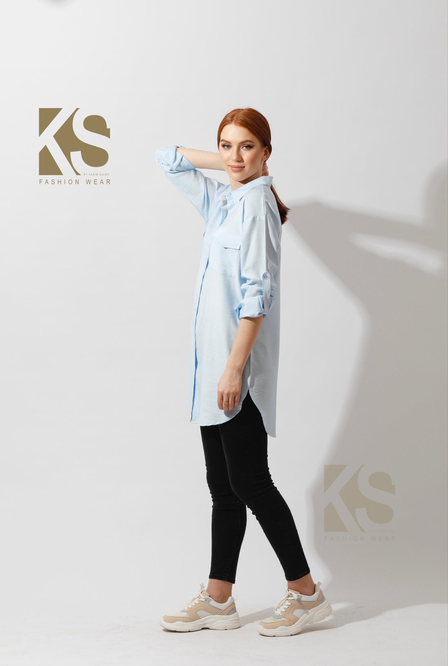 Shirt with Two Pockets - Baby Blue