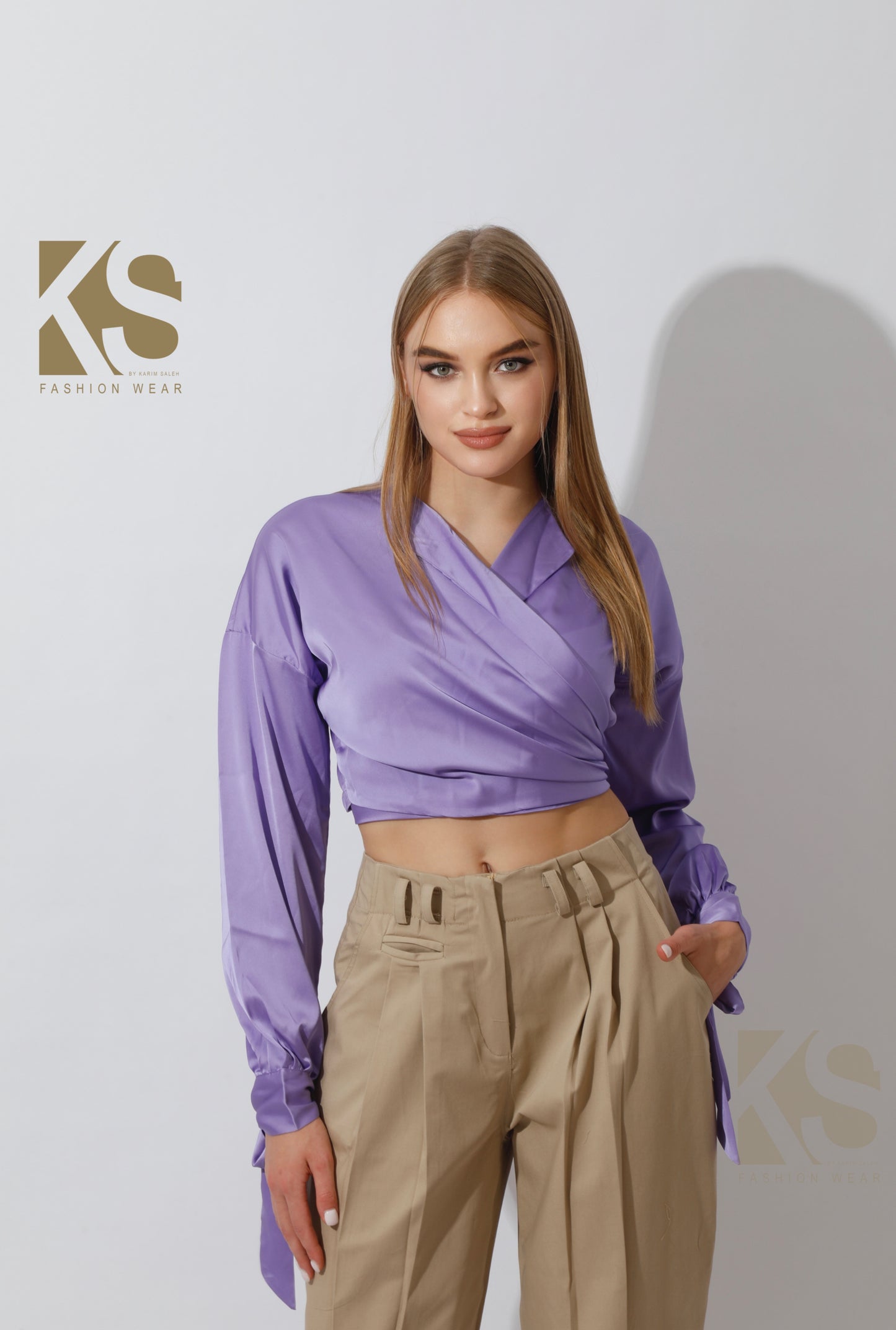 High Rise Paper-Bag Pants - Beige
