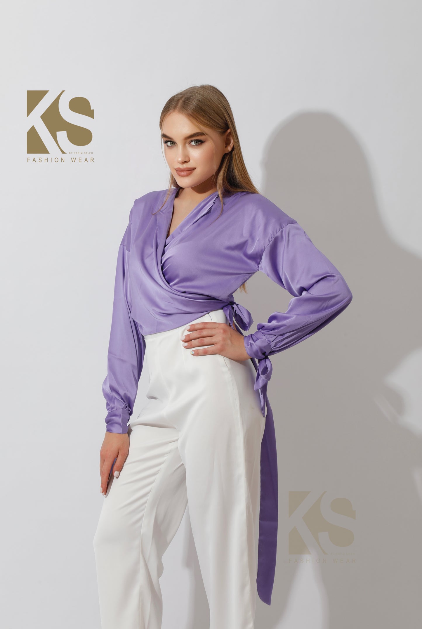 Wrap Tie Blouse - Lavender