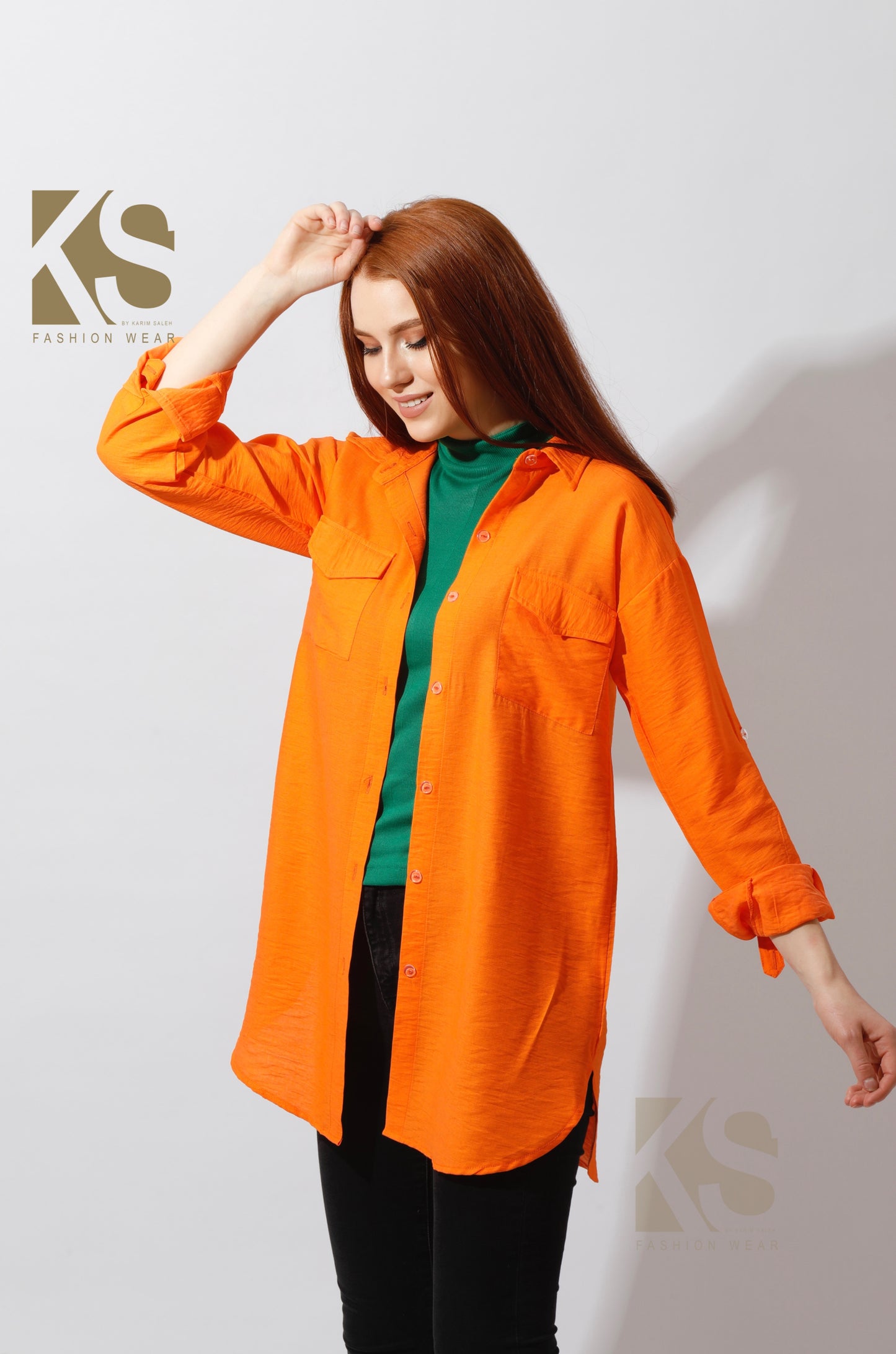 Shirt with Two Pockets - Orange