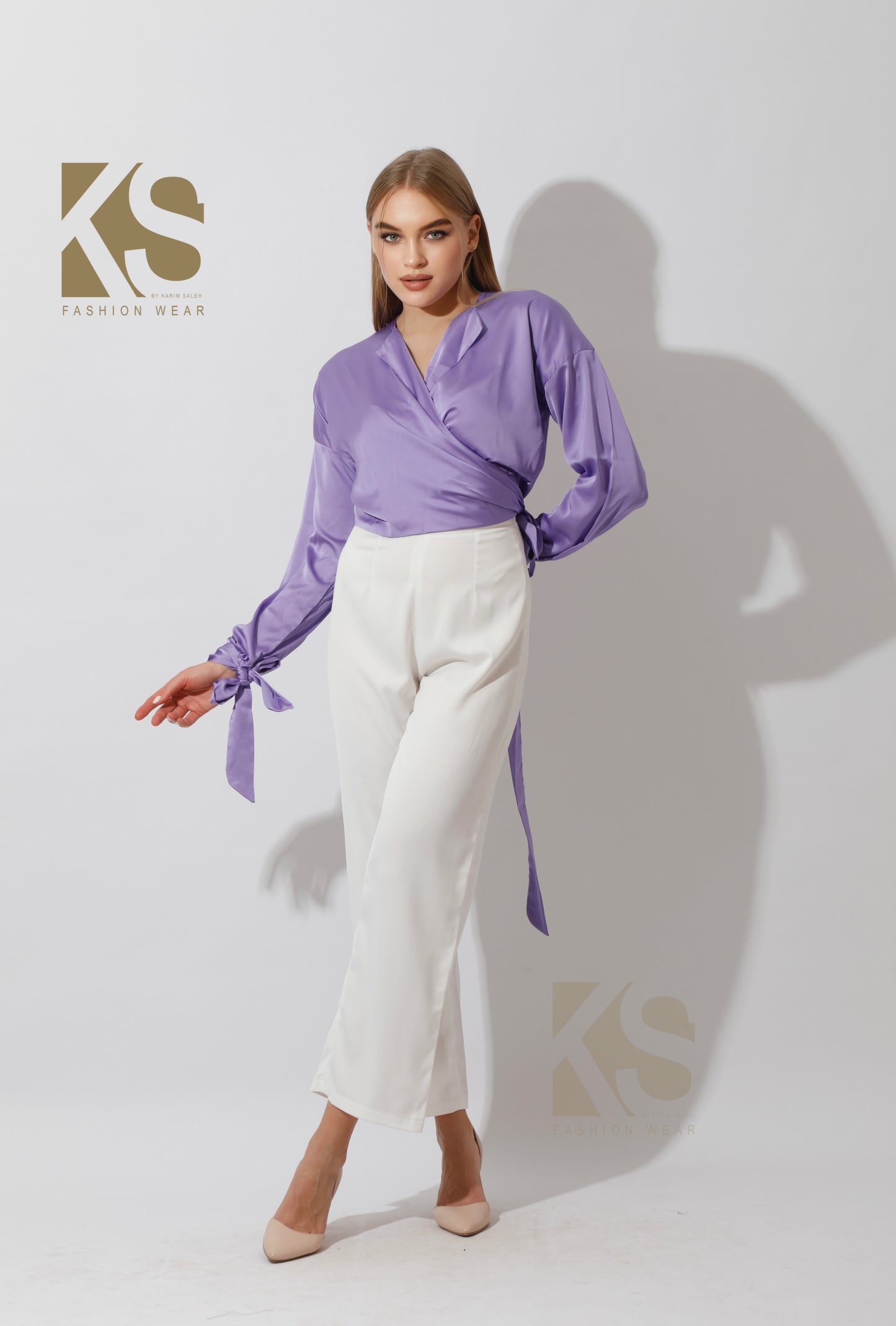 Wrap Tie Blouse - Lavender