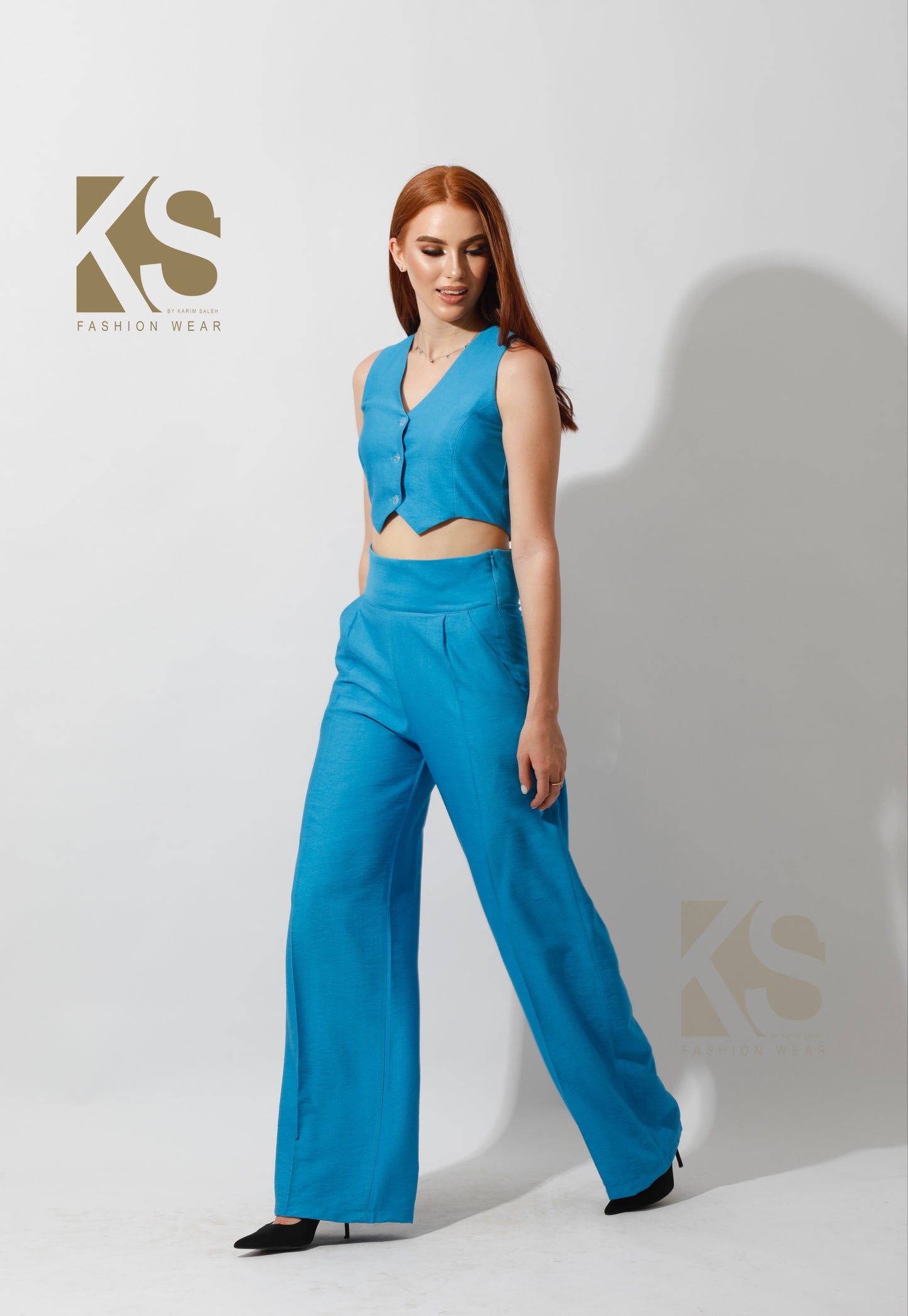 Co-Ord Vest Set - Aqua Blue
